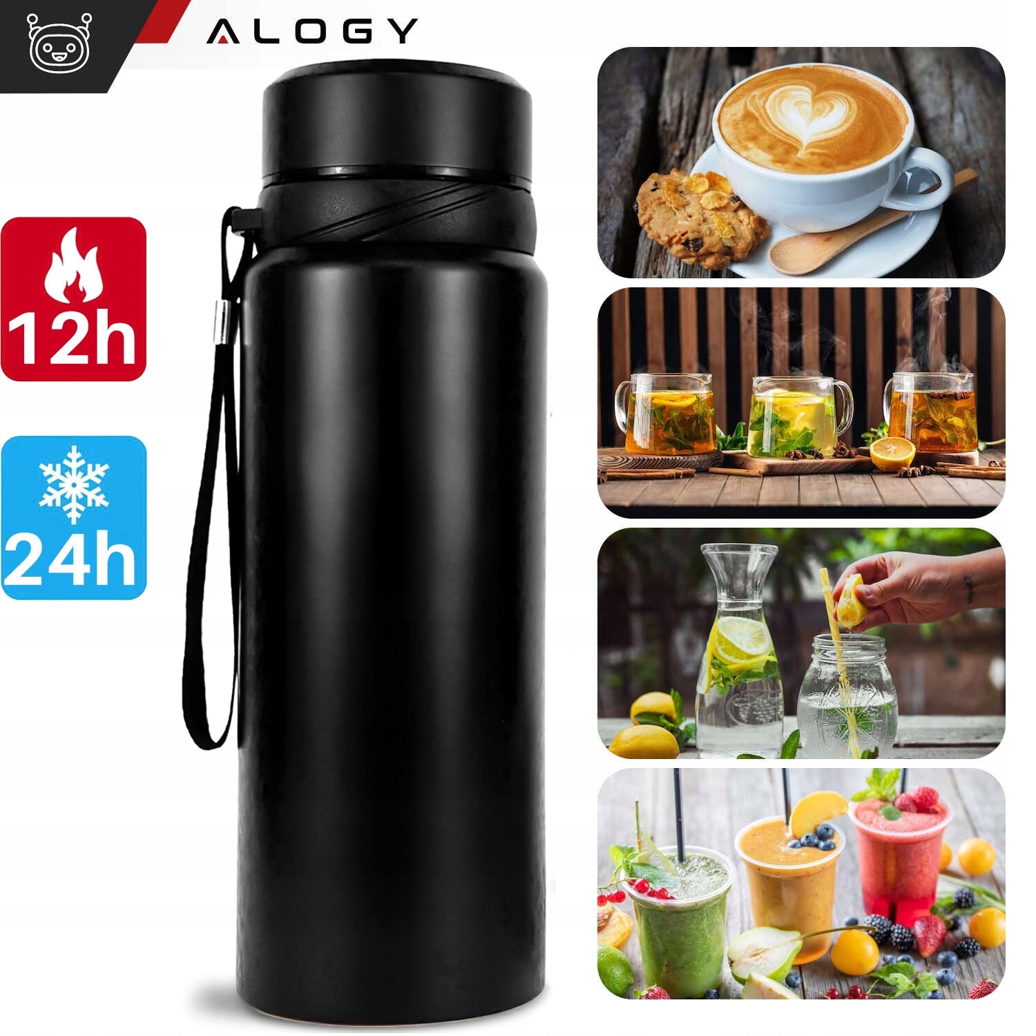 THERMOS BOTTLE THERMAL WATER BOTTLE 1L FOR YERBA MATE TEA COFFEE WITH INFUSER Manufacturer code 5905601810711
