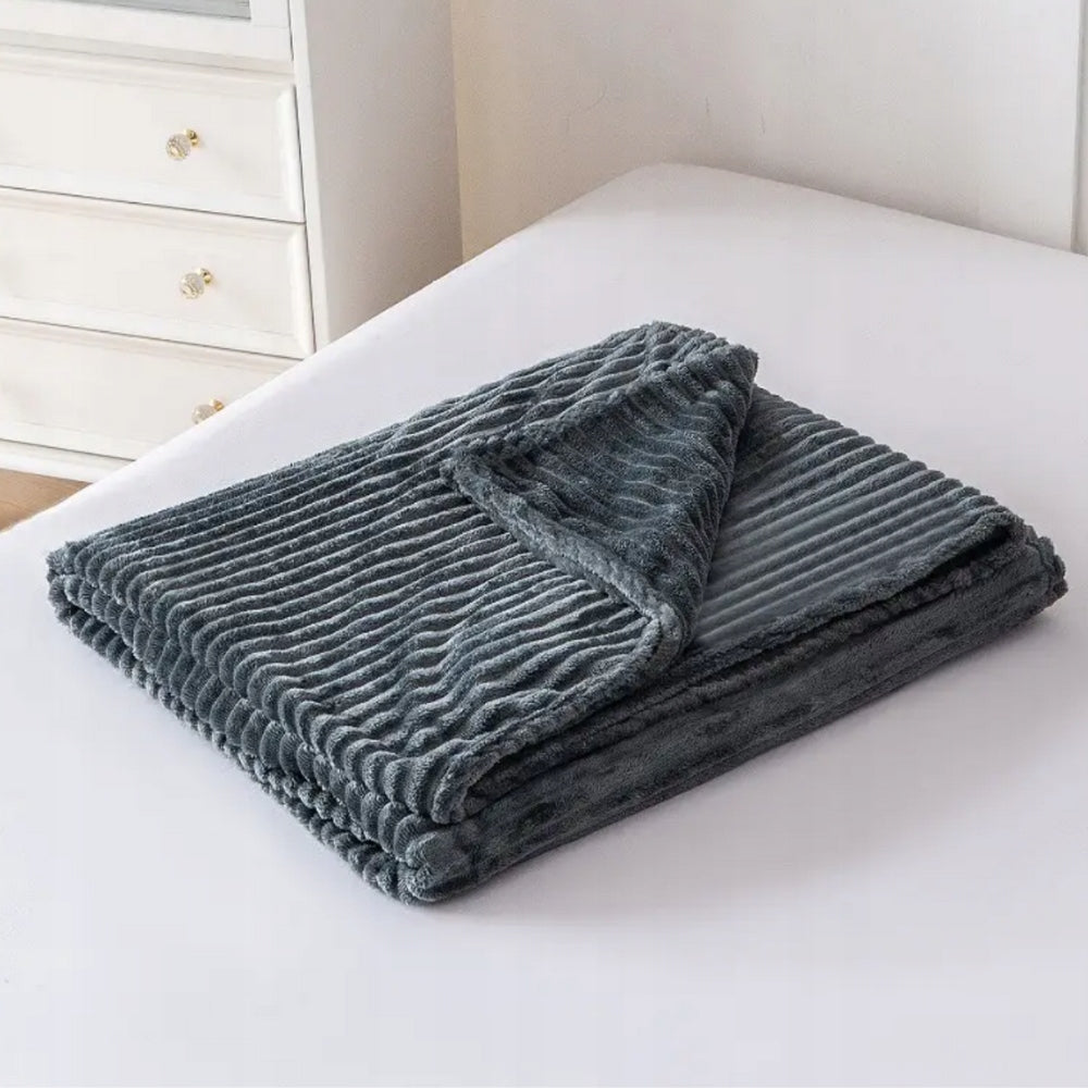 THICK BLANKET BEDSPREAD COUCH 180x200 SOFT PLAID WARM GIFT GREY Manufacturer code D55 CIEMNOSZARY