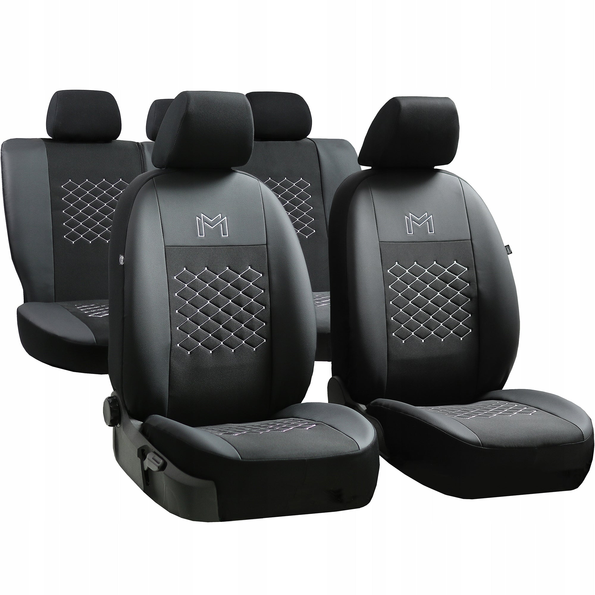 THICK QUILTED SEAT COVERS CAR SEATS WITH EMBROIDERY