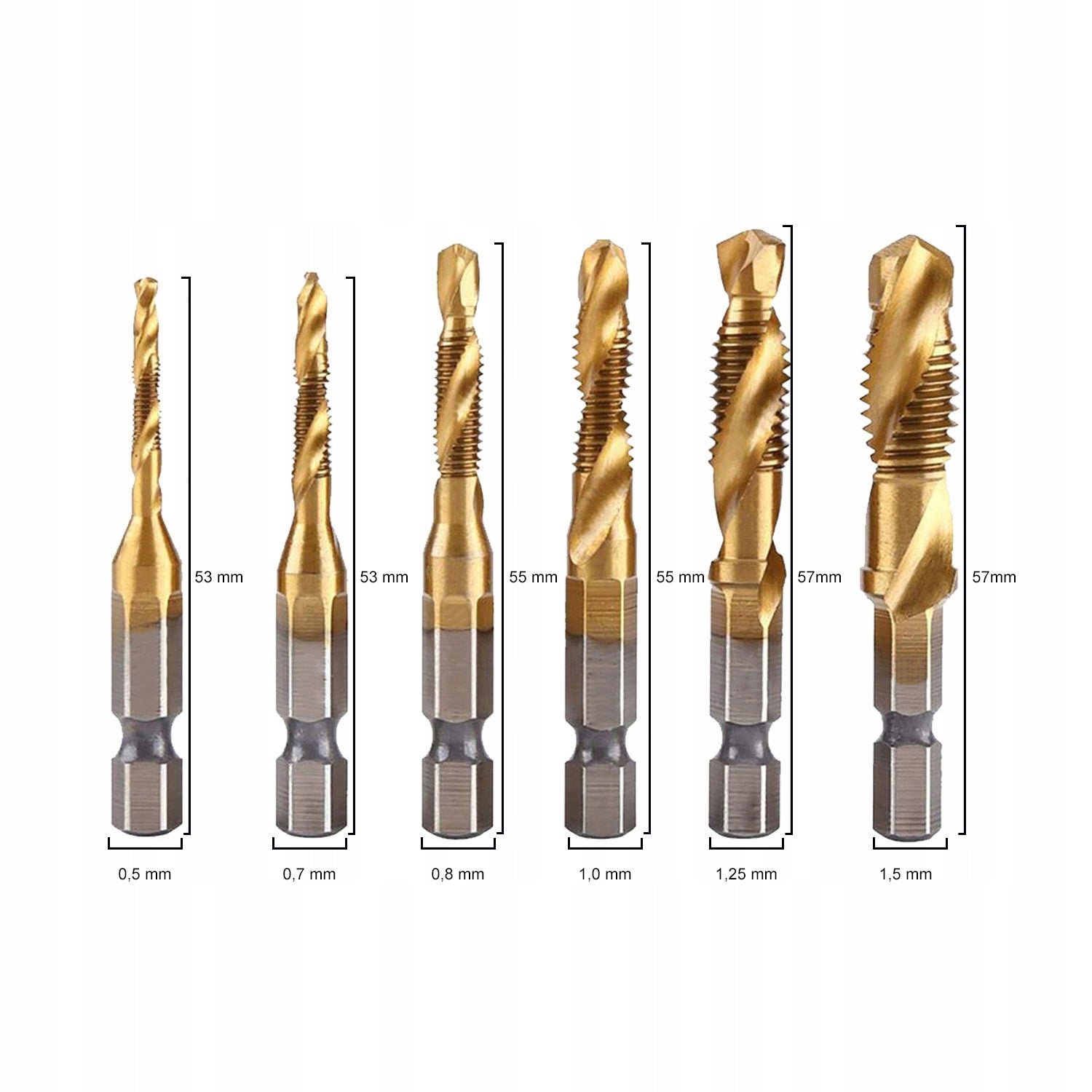THREAD DRILL BITS HSS M3 - M10 TAPS SET OF TAPS 6 PCS Packaging status original