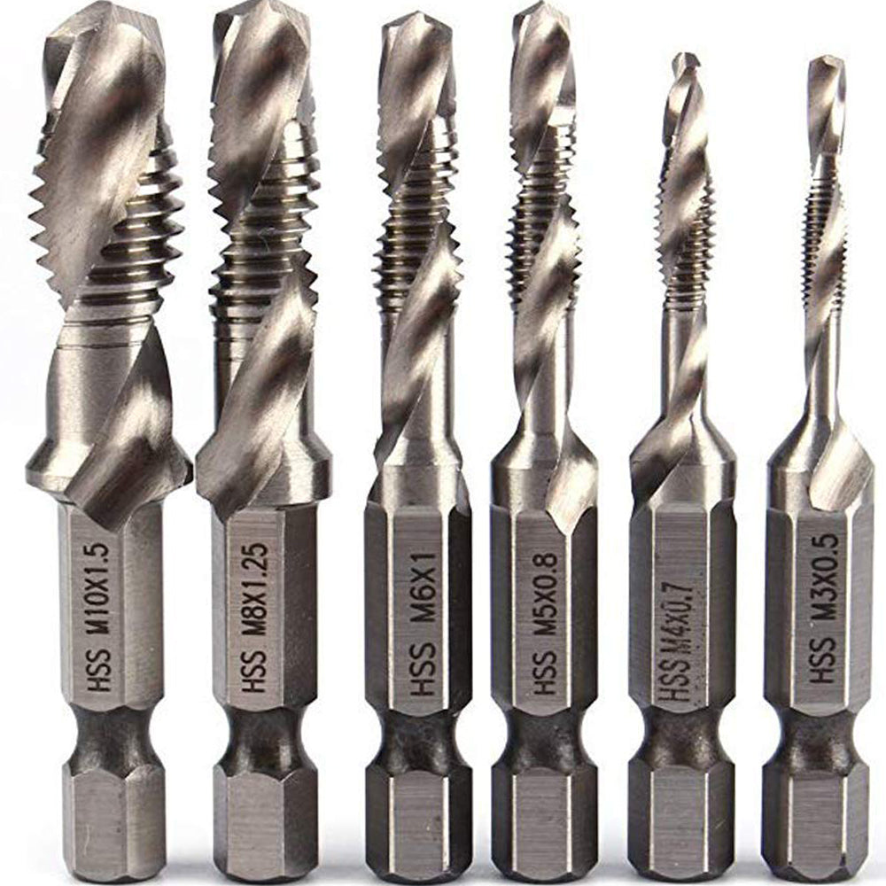 THREADING DRILL BITS HSS M3 - M10 TAPS SET OF TAPS 6 PCS STRONG