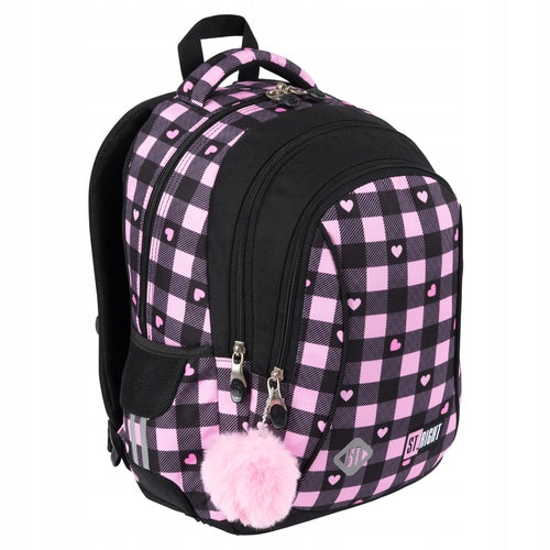 THREE-CHAMBER SCHOOL BACKPACK LIGHT 20L ST.RIGHT BP-26 PINK CHESSBOARD Manufacturer code bp26