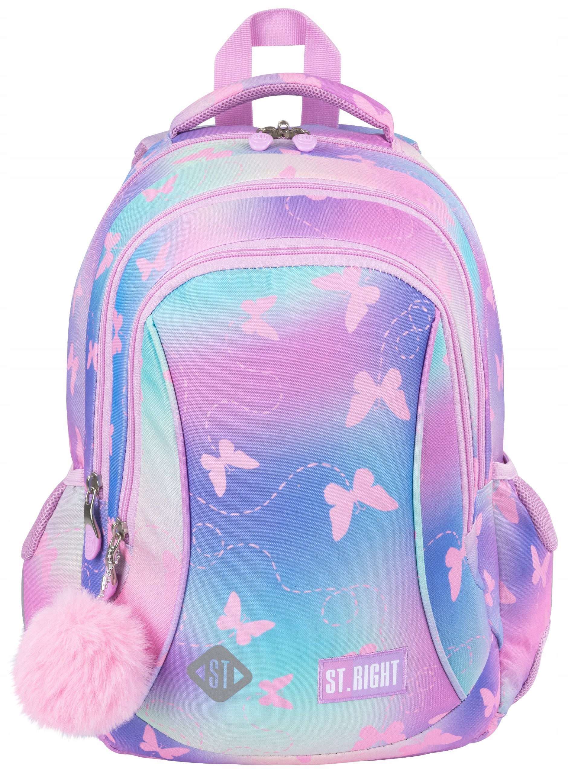 THREE-CHAMBER SCHOOL BACKPACK + PEN + OMBRE BAG PINK BUTTERFLIES-0007 Manufacturer code 5638817