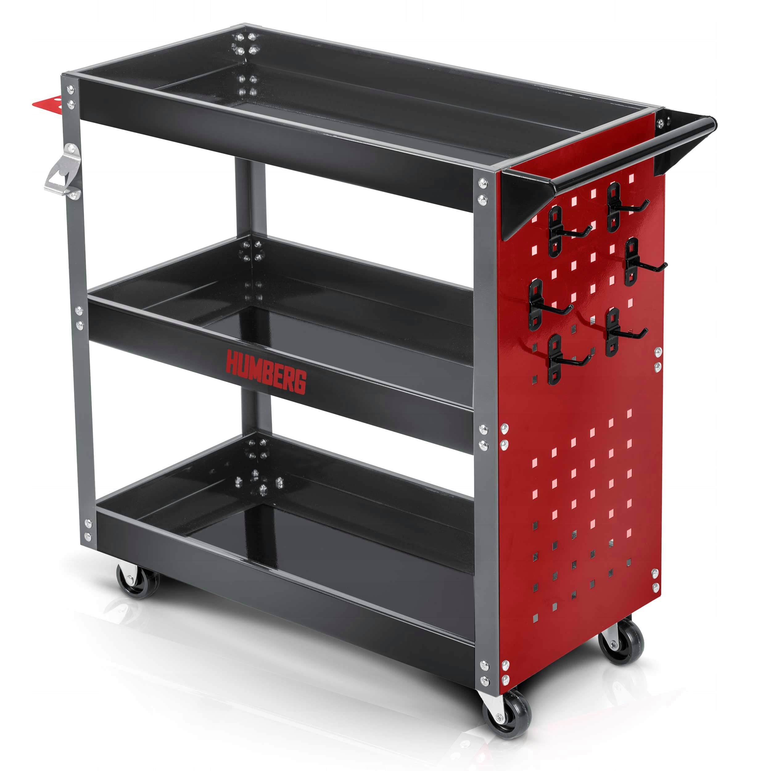 THREE-SHELF WORKSHOP TOOL TROLLEY WITH WALLS 3 LEVELS HUMBERG Product height 73 cm