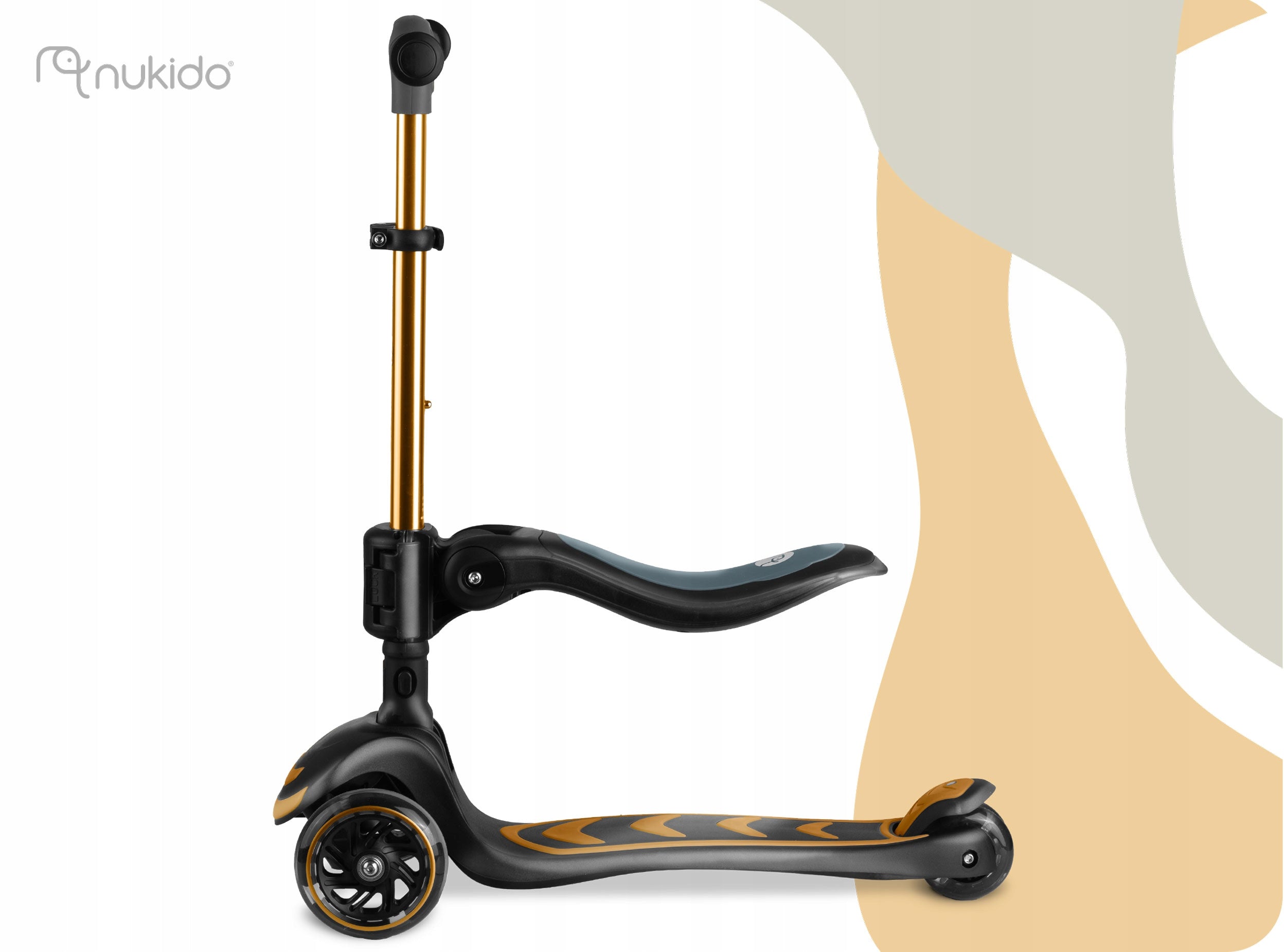 THREE-WHEELED SCOOTER FOR CHILDREN BALANCE SEAT FOLDING LED NUKIDO Brand Nukido