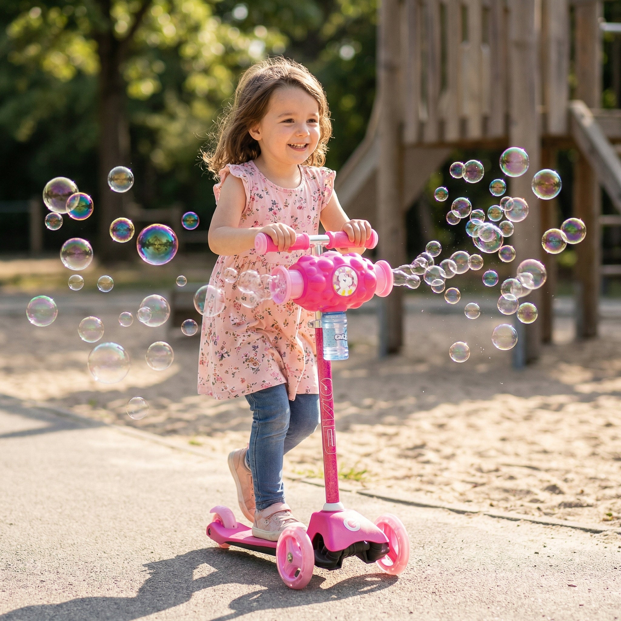 THREE-WHEELED SCOOTER FOR CHILDREN PINK WITH SOAP BUBBLES EVO 3+ Brand Evo