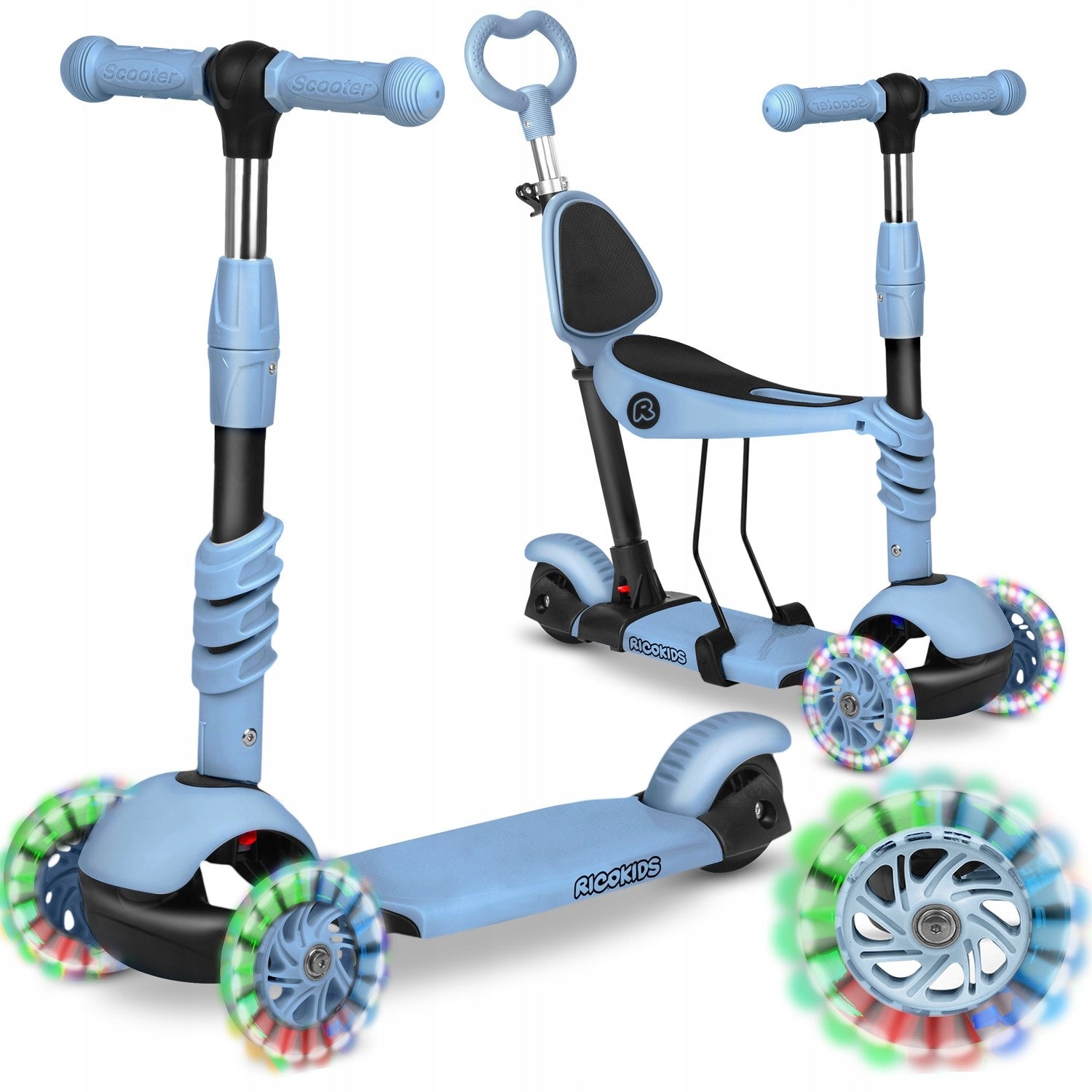 THREE-WHEELED SCOOTER FOR CHILDREN TODI BLUE-GRAY - COMFORT AND STYLE