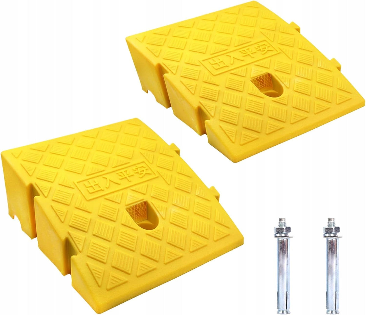 THRESHOLD RAMP CURB DRIVEWAYS TROLLEYS BICYCLES 2X 27X25X11 YELLOW STRONG