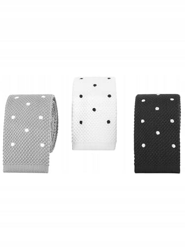 TIE NARROW KNIT 5 CM VINTAGE RETRO FOR MAN WHITE WITH DOTS Manufacturer code Bez marki