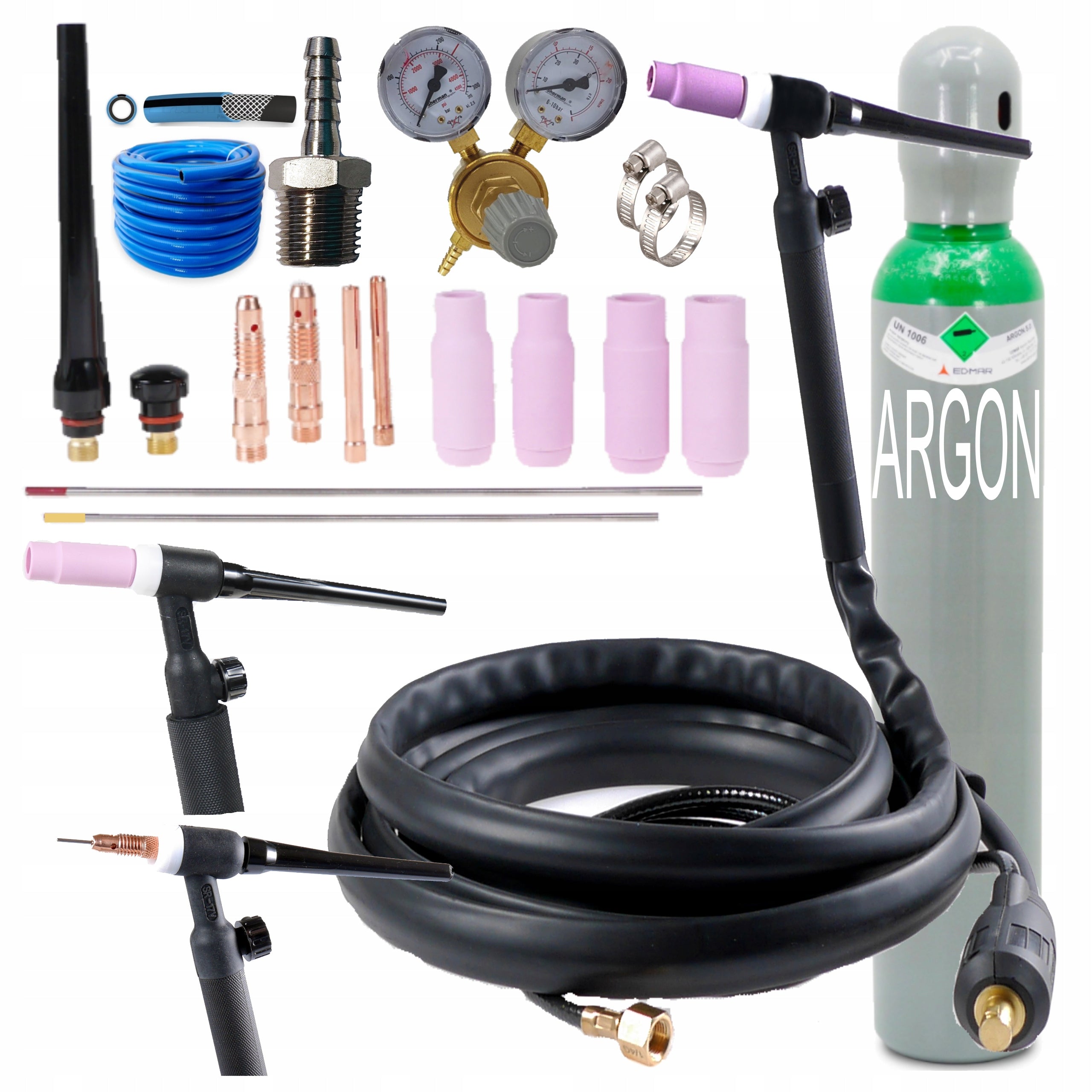 TIG LIFT handle with valve for MIGOMATU Cylinder FULL ARGON Electrode reducer