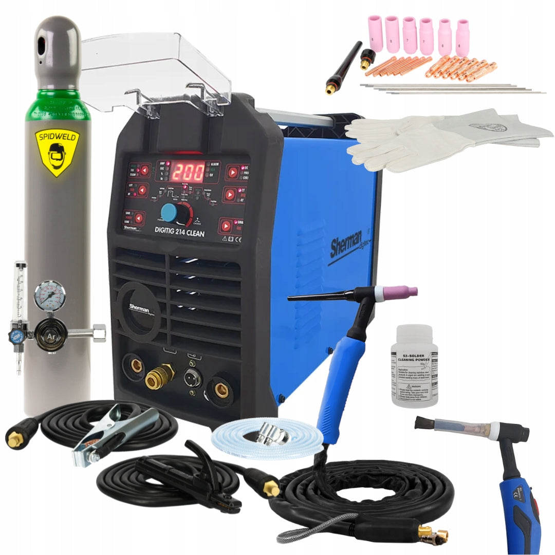 TIG inverter welding machine WELD CLEANING pulse ARC 200A MMA Sherman Set