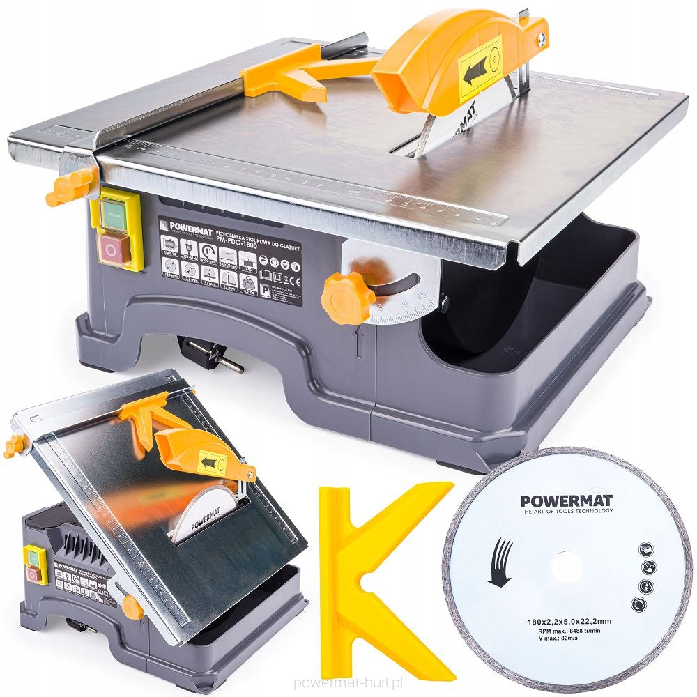TILE GLAZE CUTTER SAW 1800W TABLE CUTTING DRY WET 180mm Manufacturer code pm_PM-PDG-1800
