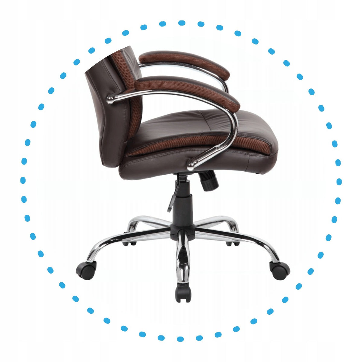 TILT Cabinet Chair Swivel Office Desk Leather Brown CAESAR Furniture depth 71 cm