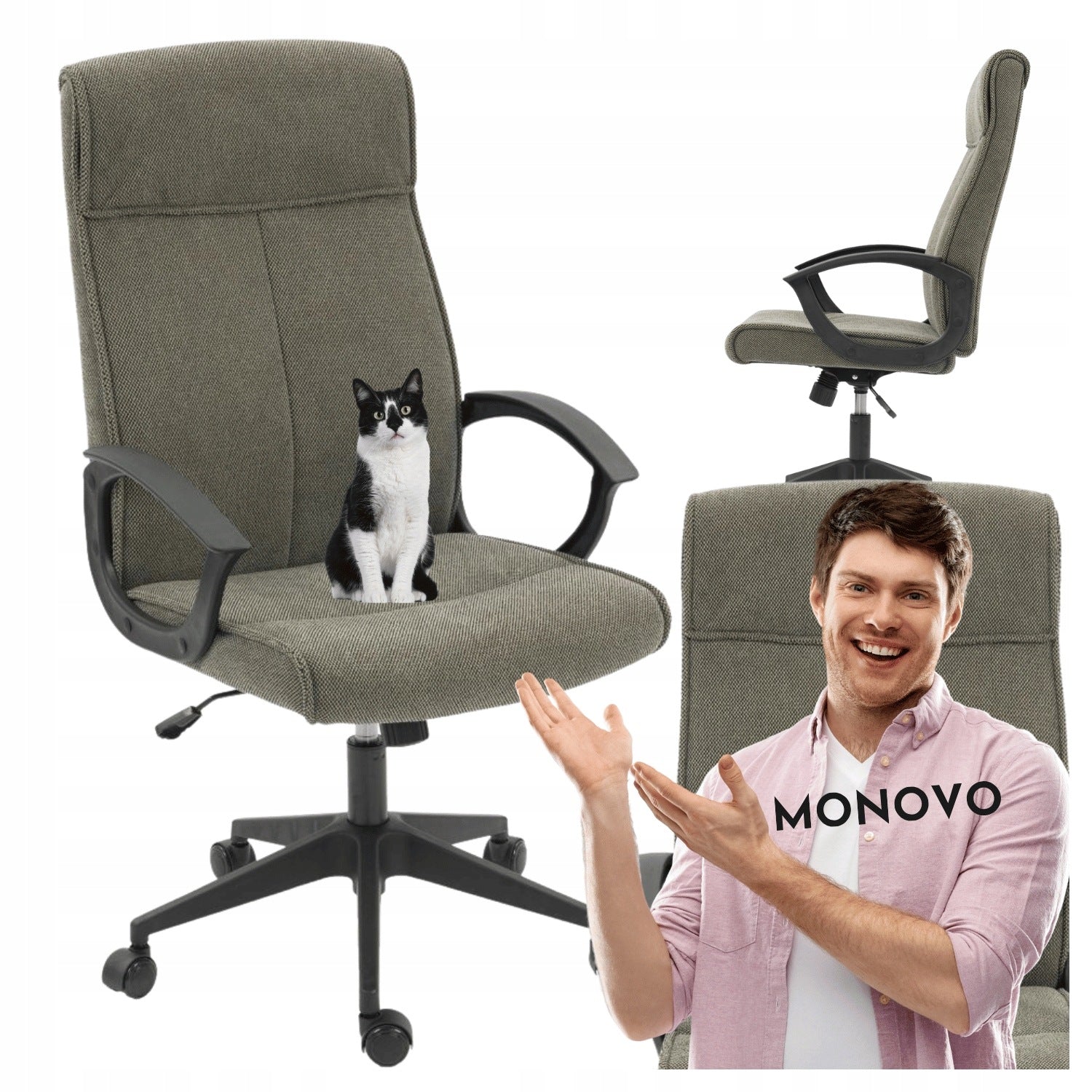 TILT Office Swivel Chair for Cabinet Grey Pepitka Black ESTRELLA