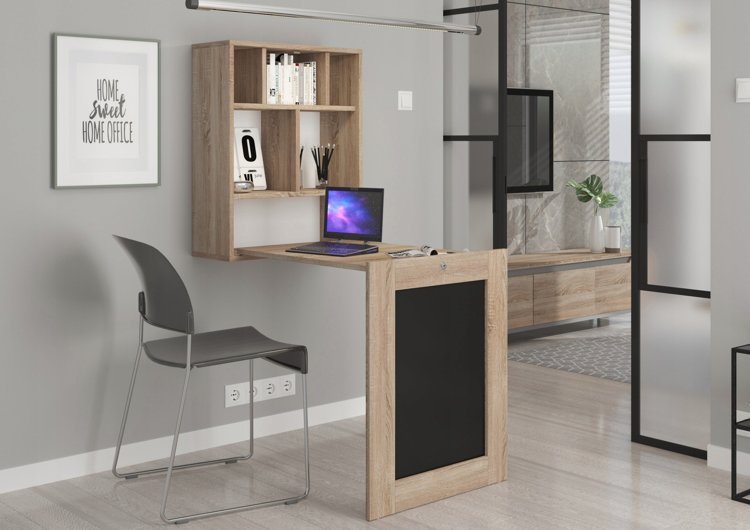 TILT folding desk hanging 60 x 90,4 x 144,5 cm sonoma oak/black matt