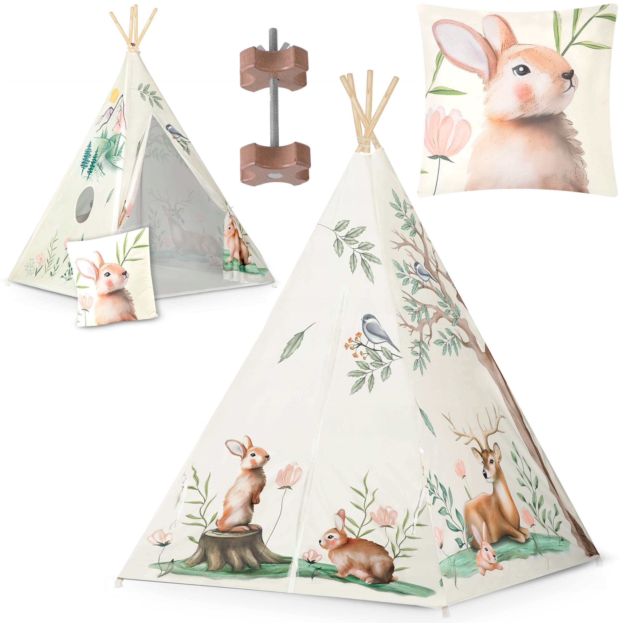 TIPI TENT FOR CHILDREN TEEPEE WIGWAM CUSHION FOREST STABILIZER ANIMALS