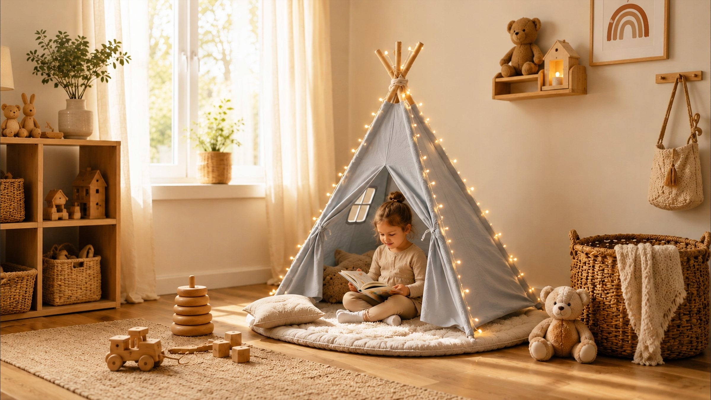 TIPI TENT FOR CHILDREN WIGWAM INDIAN PLAYHOUSE IN THE GARDEN OF THE HOUSE Packaging status original