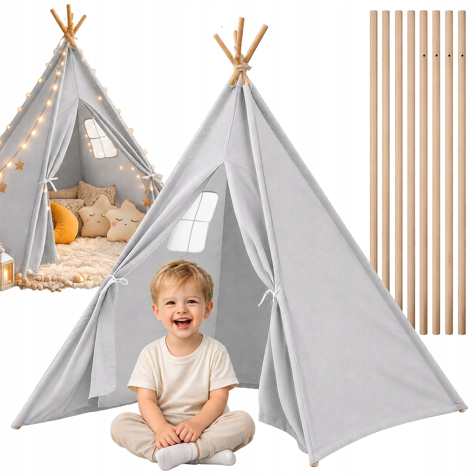 TIPI TENT FOR CHILDREN WIGWAM INDIAN PLAYHOUSE IN THE GARDEN OF THE HOUSE