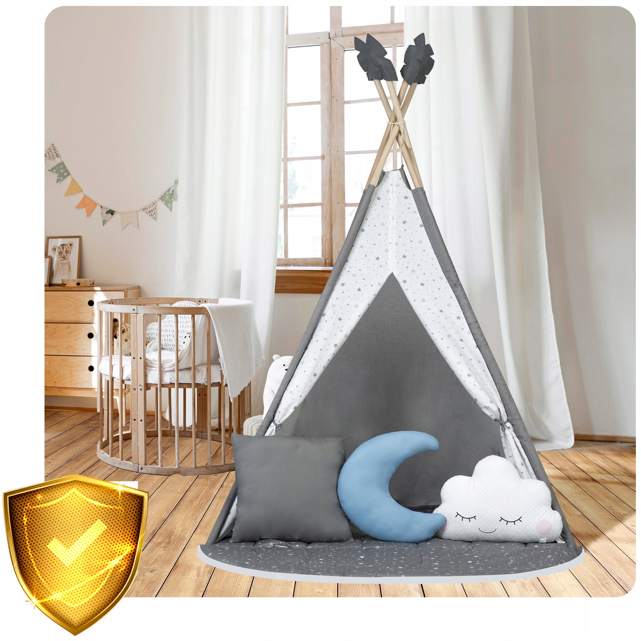 TIPI children's tent TEEPEE Garland Cushions LARGE MAT STABILIZER Color gray