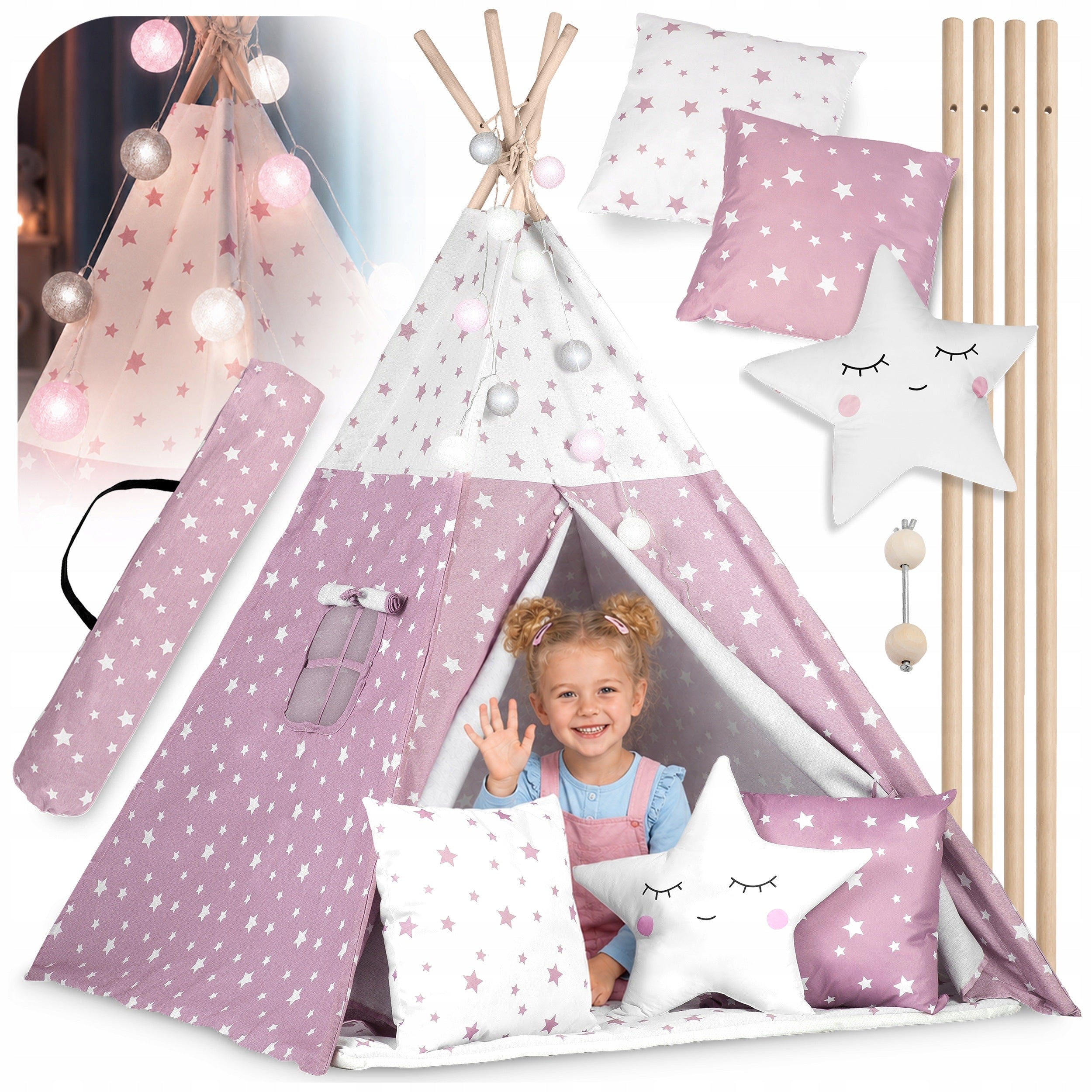 TIPI children's tent Wigwam TEEPEE LAMPS Cushions Stabilizer Nukido Brand Nukido