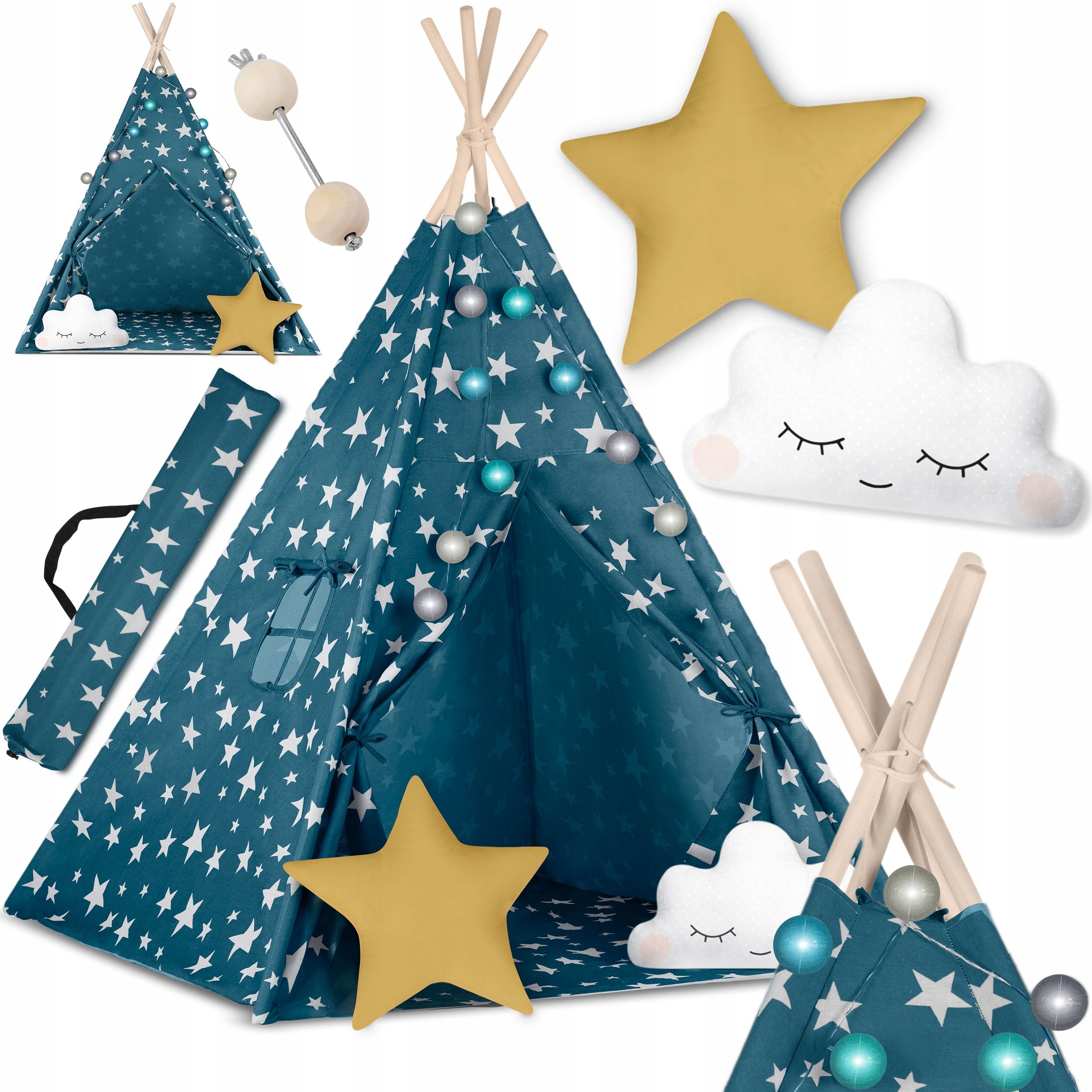 TIPI wigwam tent for children TEEPEE Cushions Lights Cover Nukido