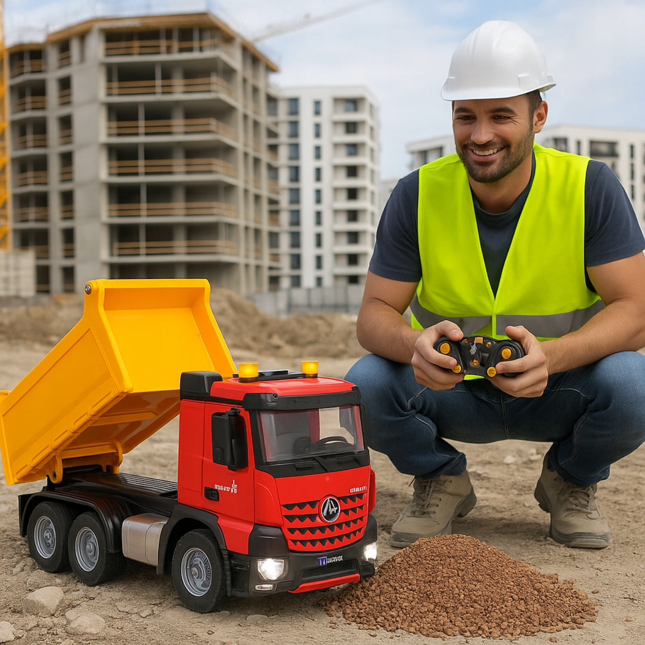 TIPPER REMOTE CONTROLLED TRUCK WITH TRAILER FOR REMOTE CONTROL R/C + EFFECTS Manufacturer code WYWROTKA ZDALNIE STEROWANA CIĘŻARÓWKA R/C
