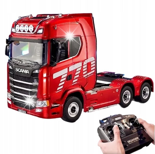 TIR TRUCK TRACTOR UNIT HUINA 1501 LIGHTS REMOTE CONTROLLED RC RED