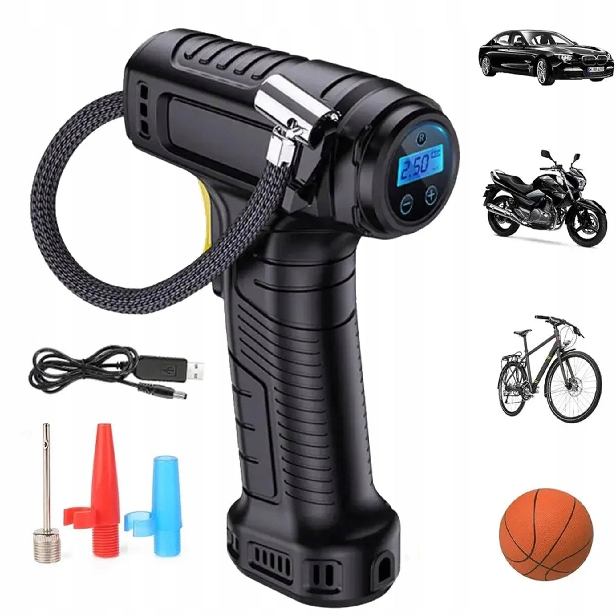 TIRE WHEEL PUMP ELECTRIC CAR COMPRESSOR WIRELESS SET Dominant material synthetic material