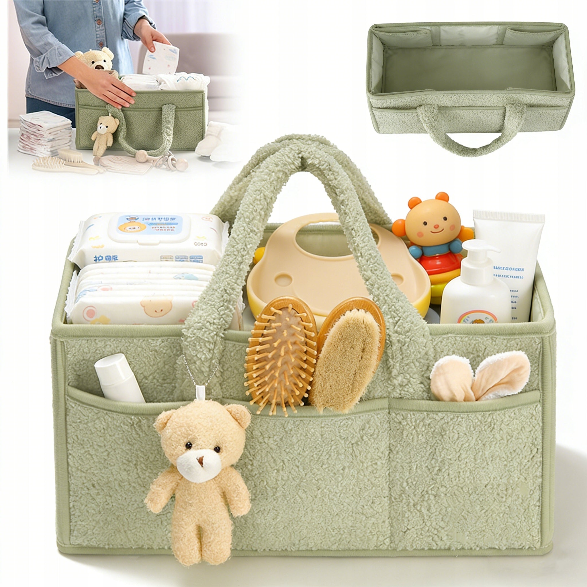 TO ORGANIZE DIAPERS AND ACCESSORIES: CHILDREN'S ORGANIZER BAG-BASKET MADE OF FELT Packaging status original