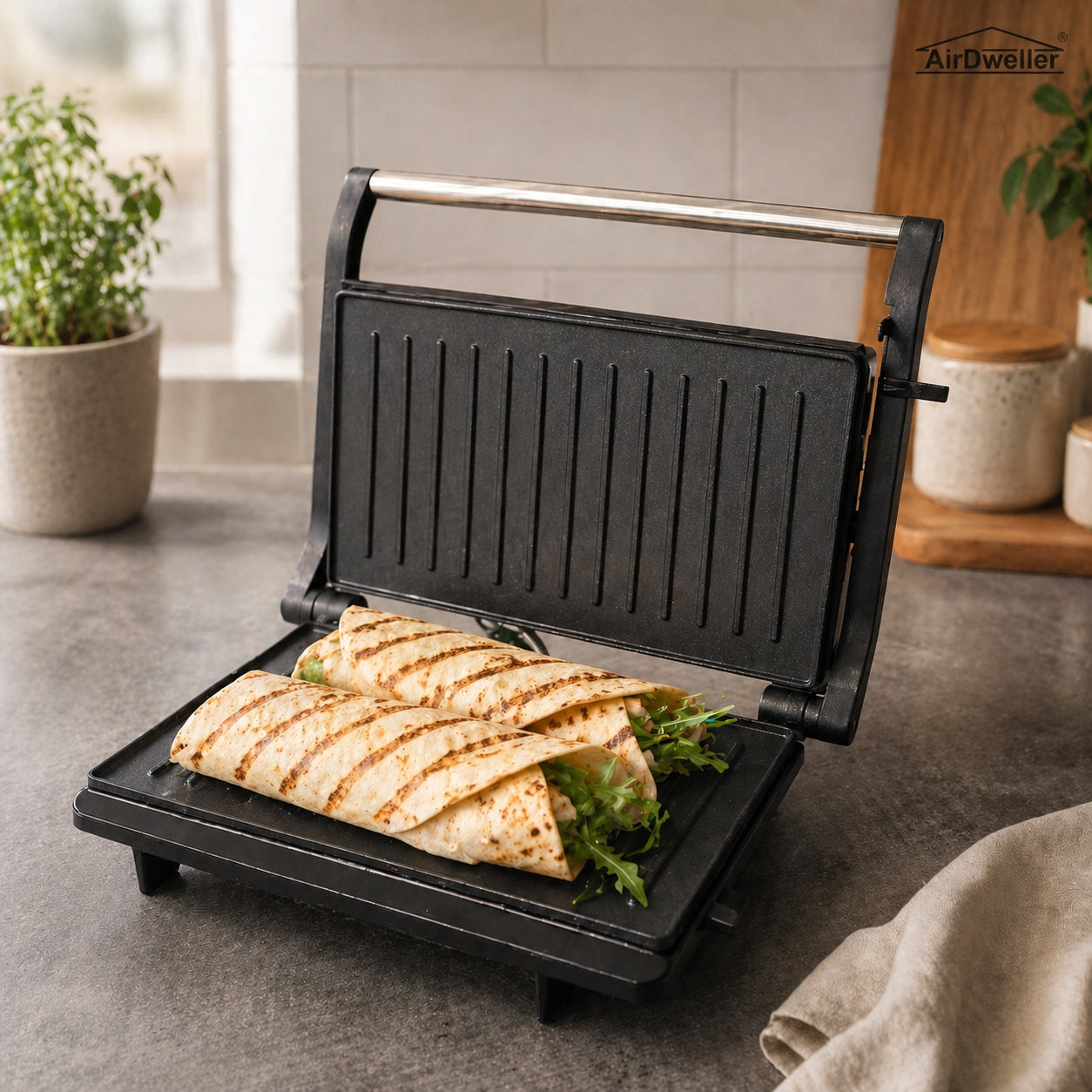TOASTER ELECTRIC GRILL AIRDWELLER 1000W FOR PANINI SANDWICHES TOASTER 180° Manufacturer code ADTJF7
