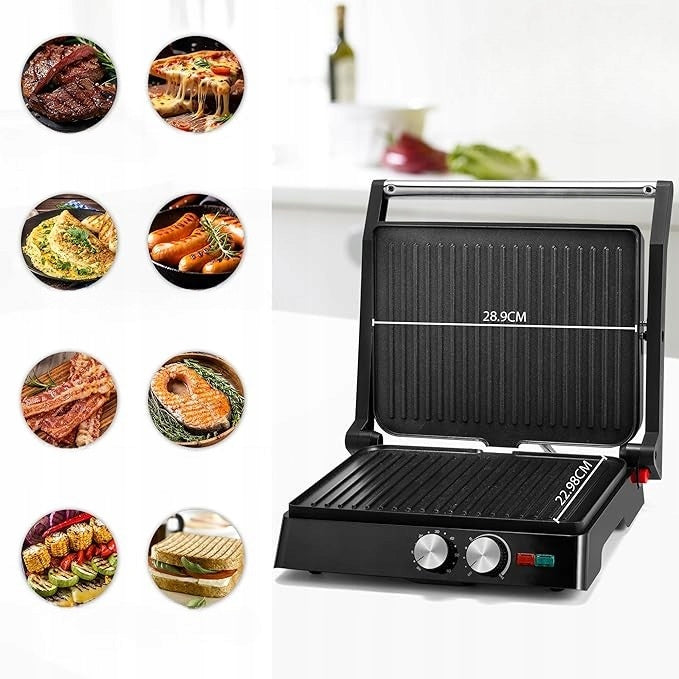 TOASTER ELECTRIC GRILL FOLDING CONTACT TOASTER LARGE 1800 IN TIMER Manufacturer code TOSTER GRILL ELEKTRYCZNY ROZKŁADANY