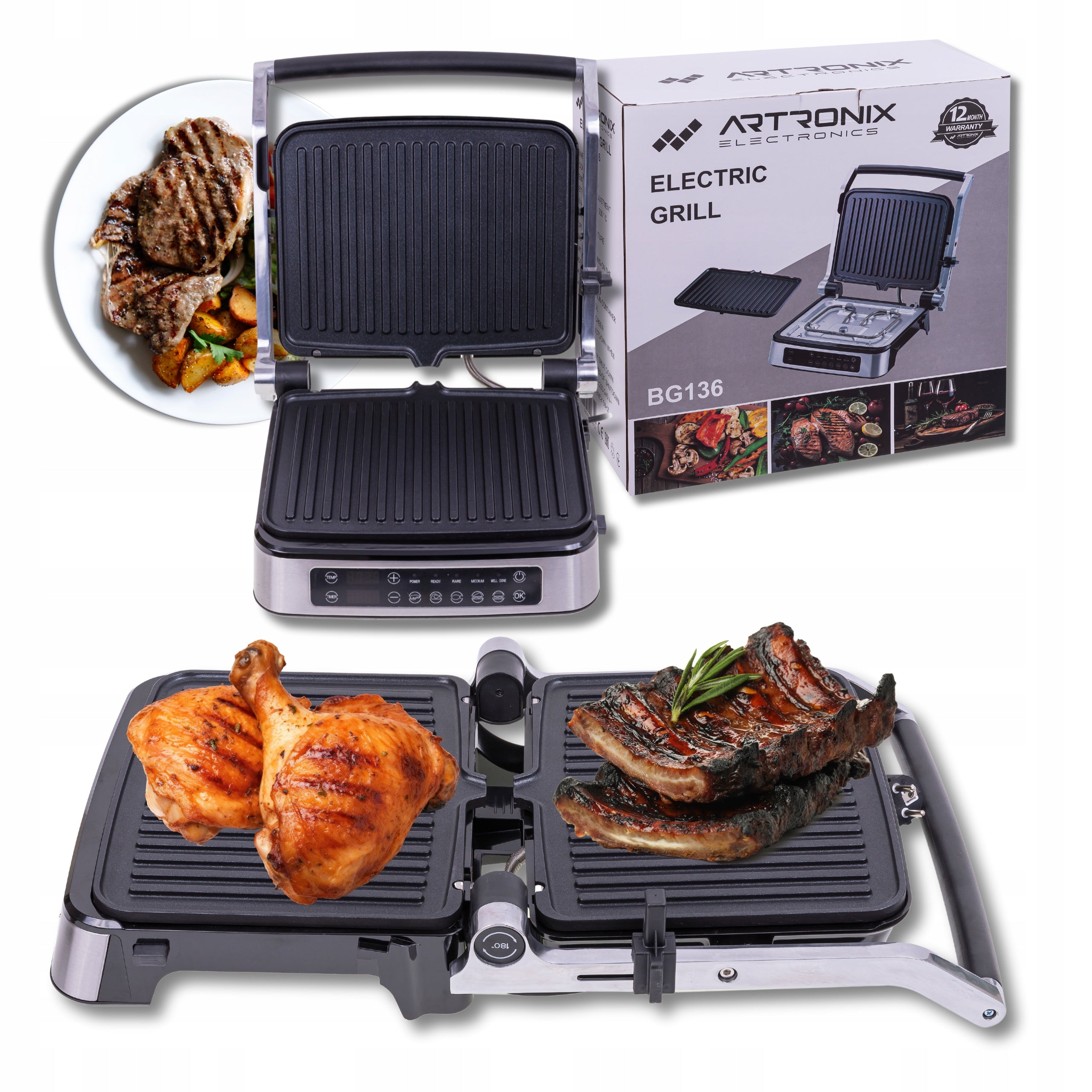 TOASTER FOLDING SANDWICH Grill Toaster Toast Panini Toast 5 programs Power rating 2100 W