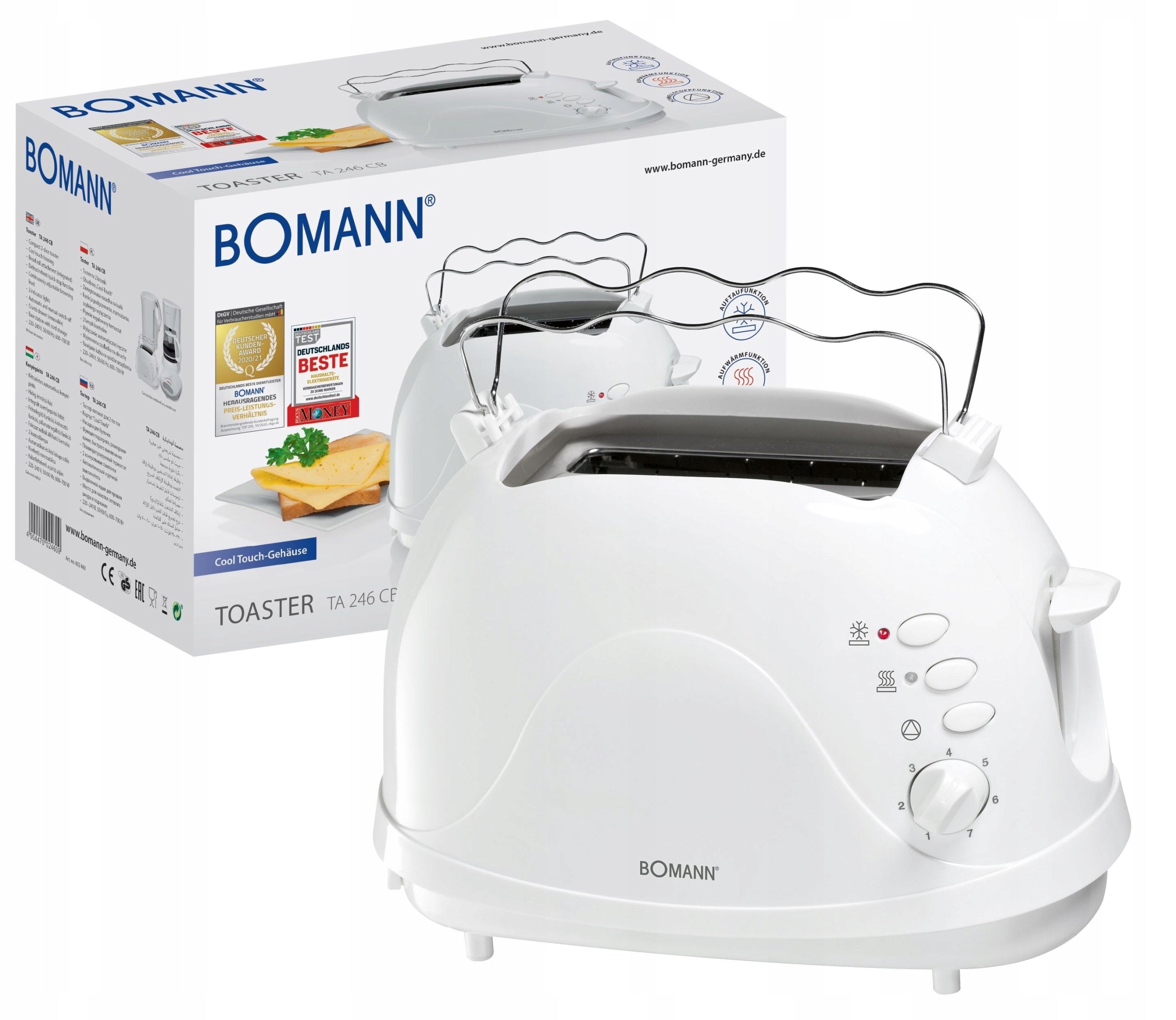 TOASTER FOR 2 SLICES BOMANN TA 879 W CB WHITE