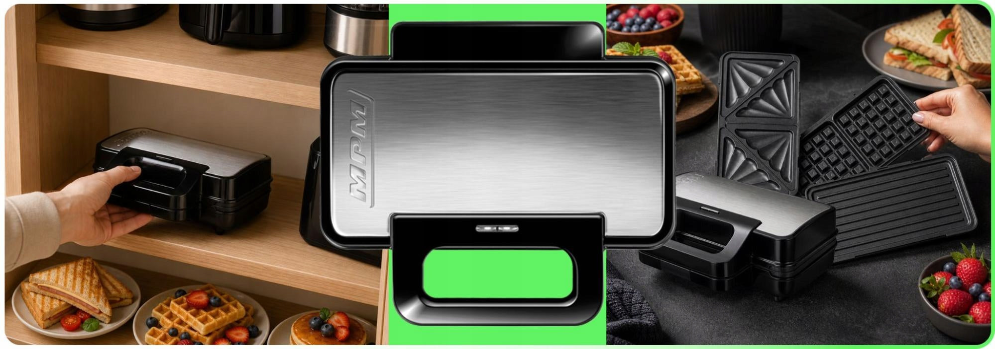 TOASTER OVEN 3IN1 MPM MOP-43M WAFFLE MAKER SANDWICH TOASTER 1000W Power rating 1000 W