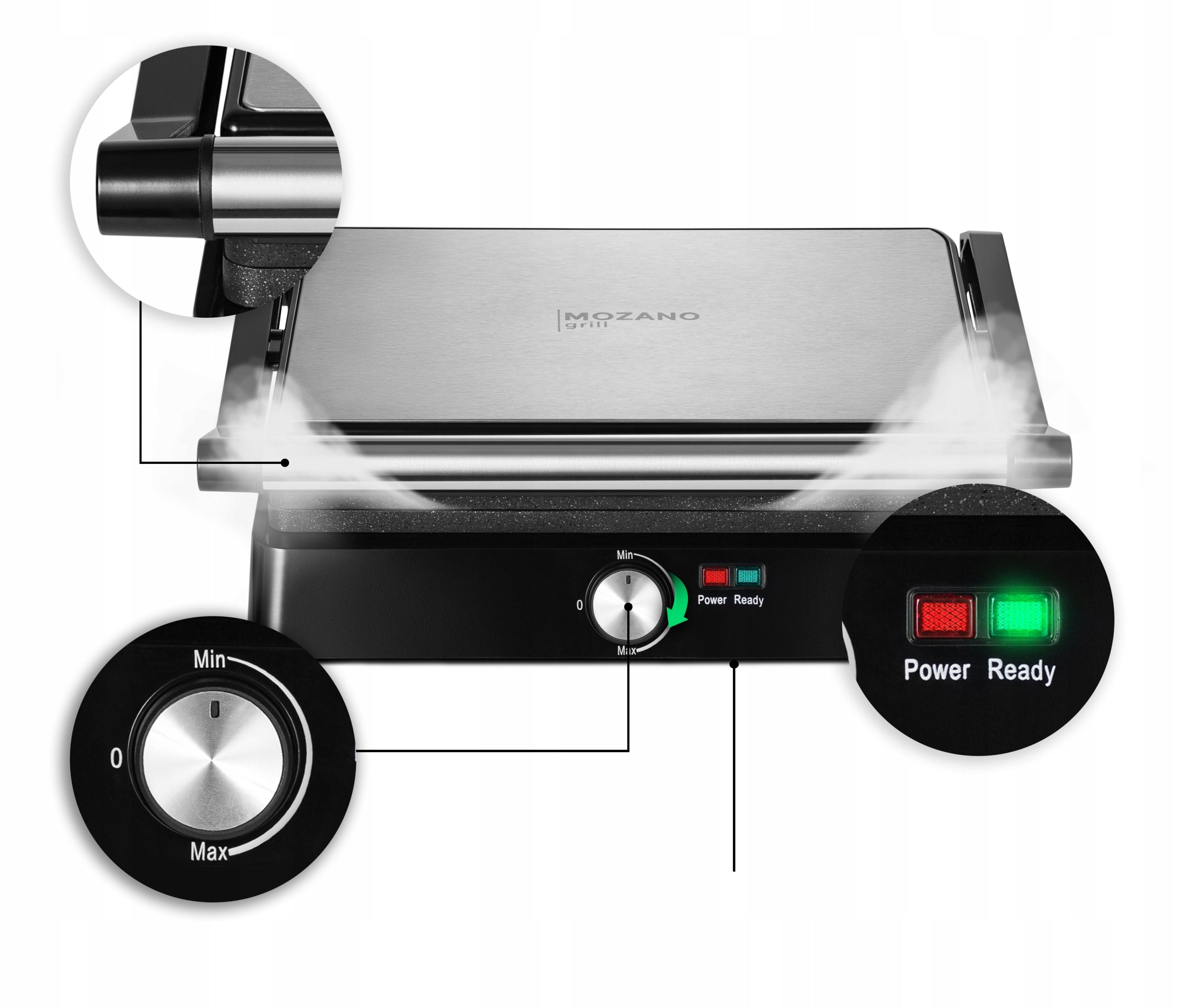 TOASTER OVEN GRILL FOR PANINI SANDWICHES ELECTRIC FOLDING STRONG 2200W Manufacturer code MOZ/AGD/GR/001