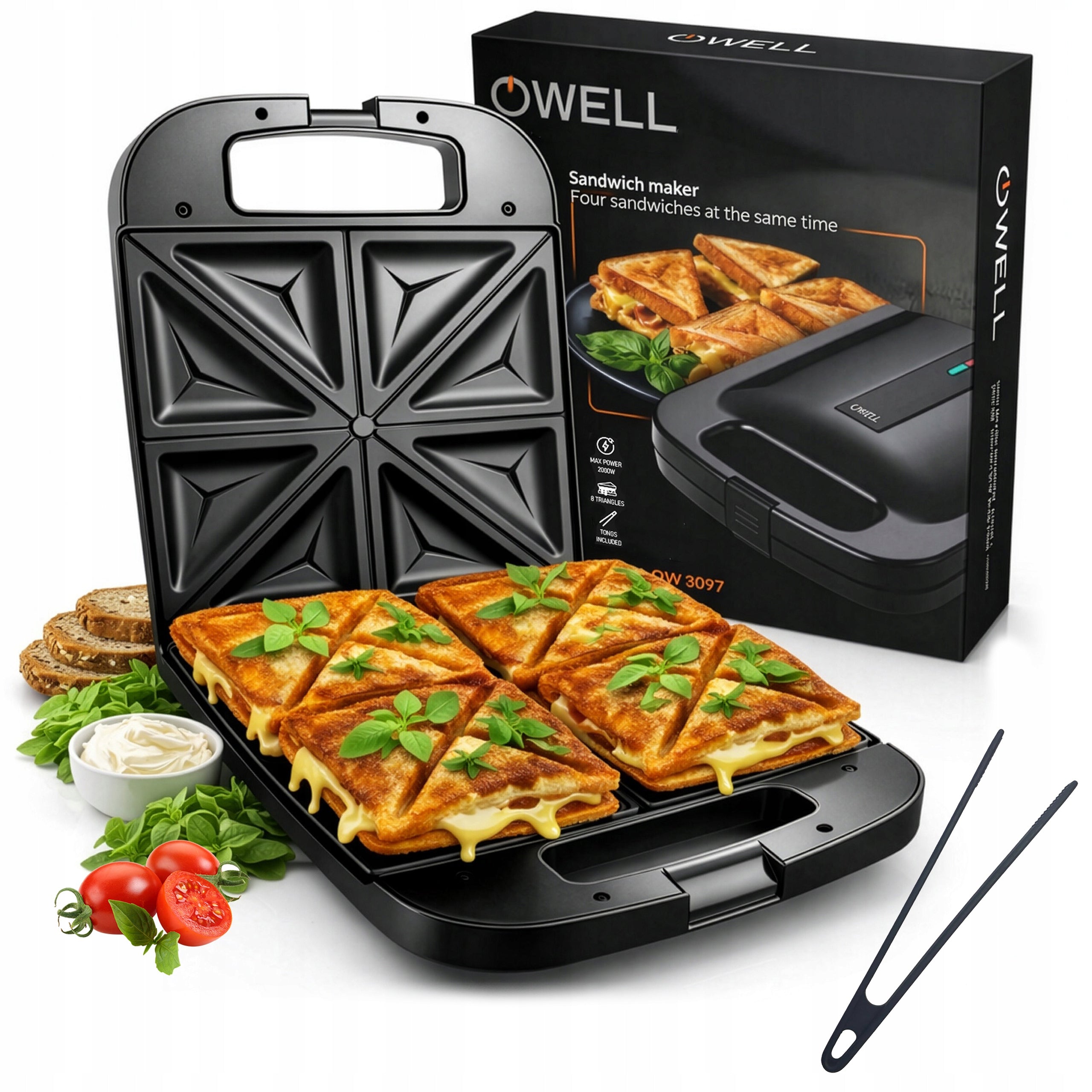 TOASTER OVEN TOASTER FOR 4 SANDWICHES LARGE TOAST SANDWICH QUICK CROUTONS + TONGS