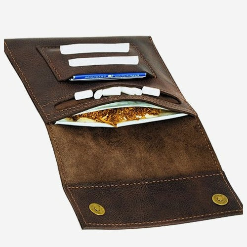 TOBACCO SACHET ITALIAN LEATHER HAND-STITCHED MAGNETIC CLASP FOR FINGERS