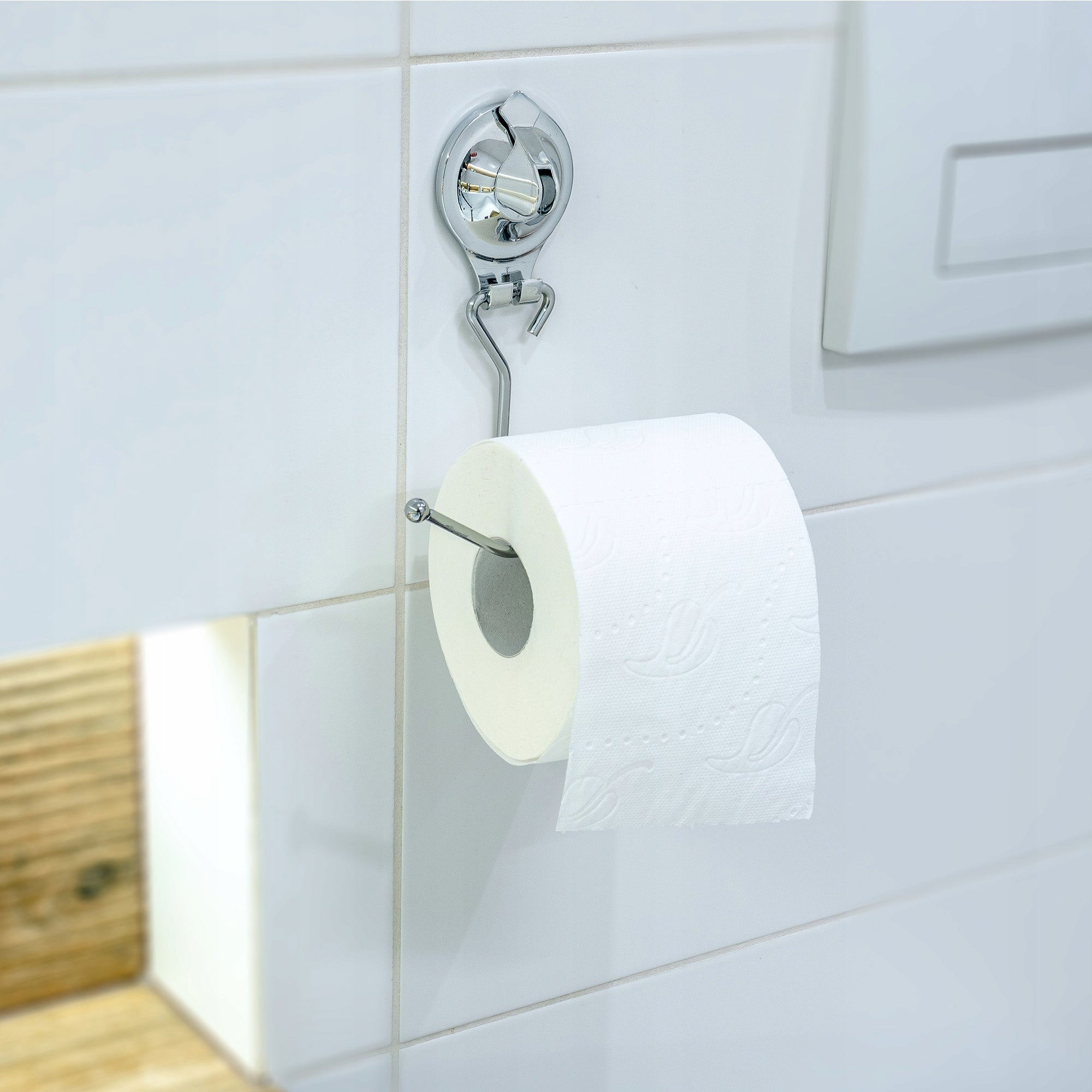 TOILET PAPER HANGER HOLDER WITHOUT DRILLING WITH SUCTION CUP SILVER STEEL Manufacturer code K330