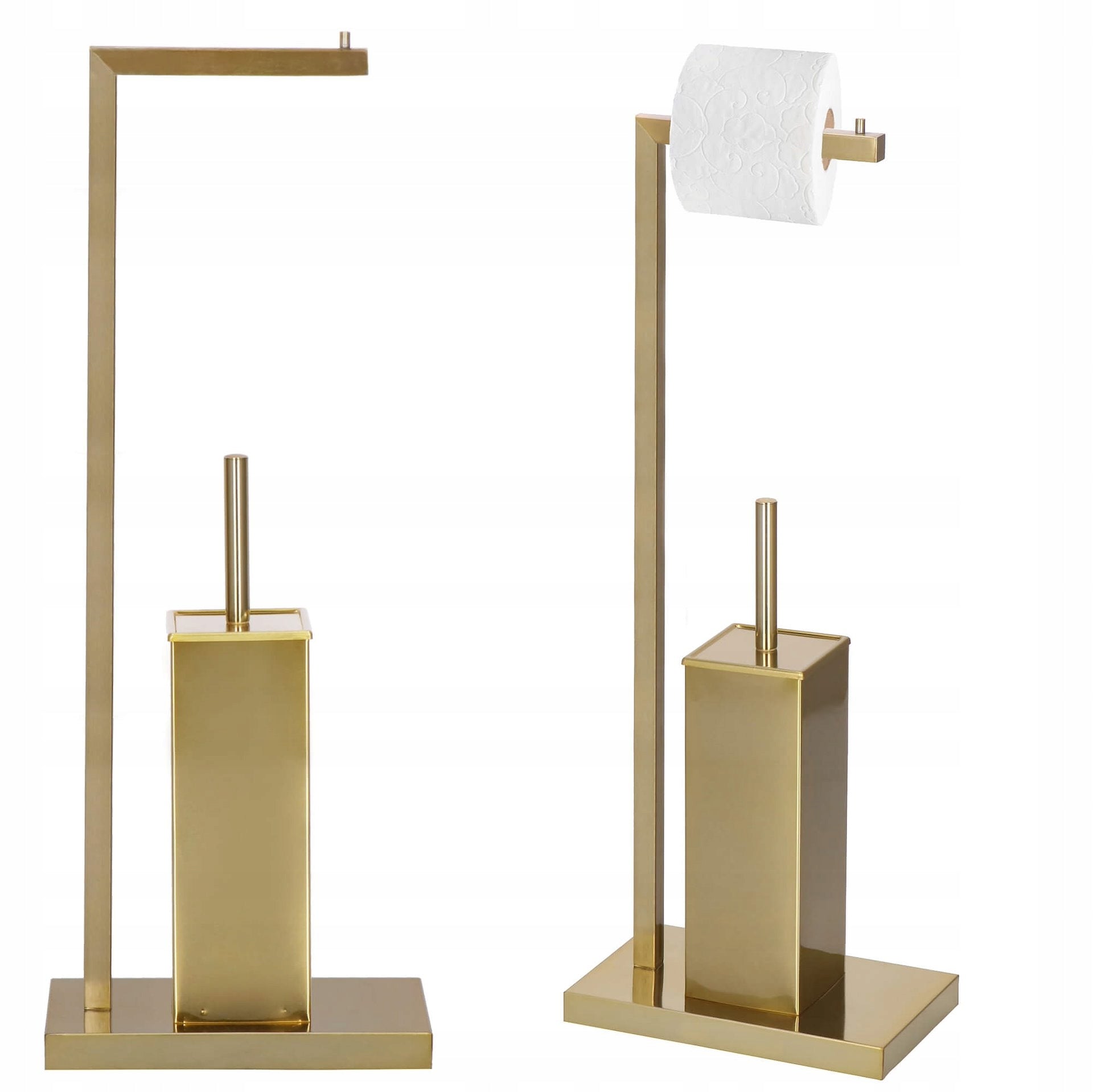 TOILET PAPER HOLDER AND TOILET BRUSH 2in1 GOLD FLASH METAL 67 cm STAND Packaging status original