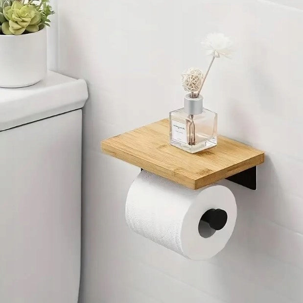 TOILET PAPER HOLDER HANGER BLACK LOFT BAMBOO SHELF DIKOM Manufacturer code Dikom-uchwyt-bamb