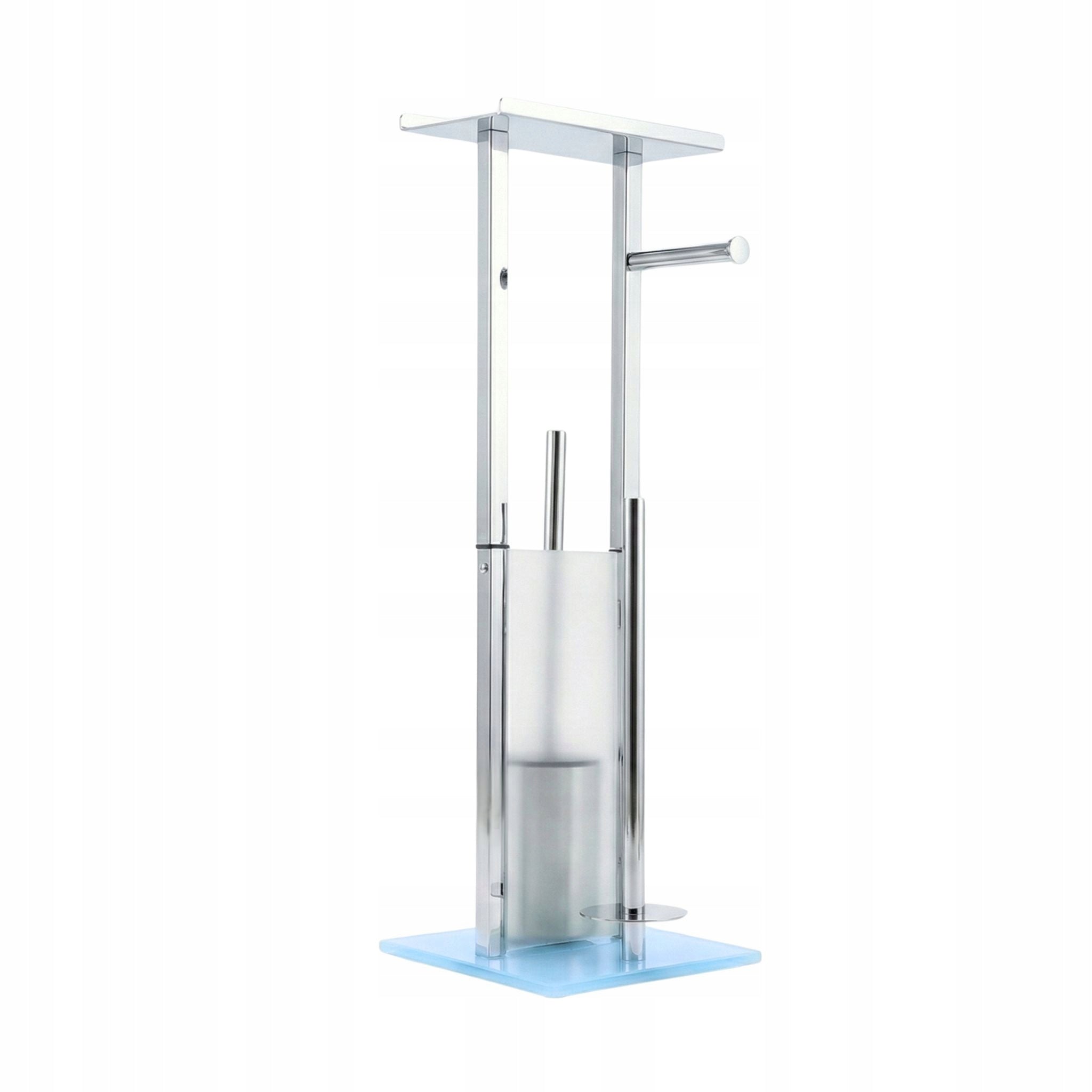 TOILET PAPER RACK AND TOILET BRUSH WITH SHELF HEIGHT 65 CM STAINLESS STEEL