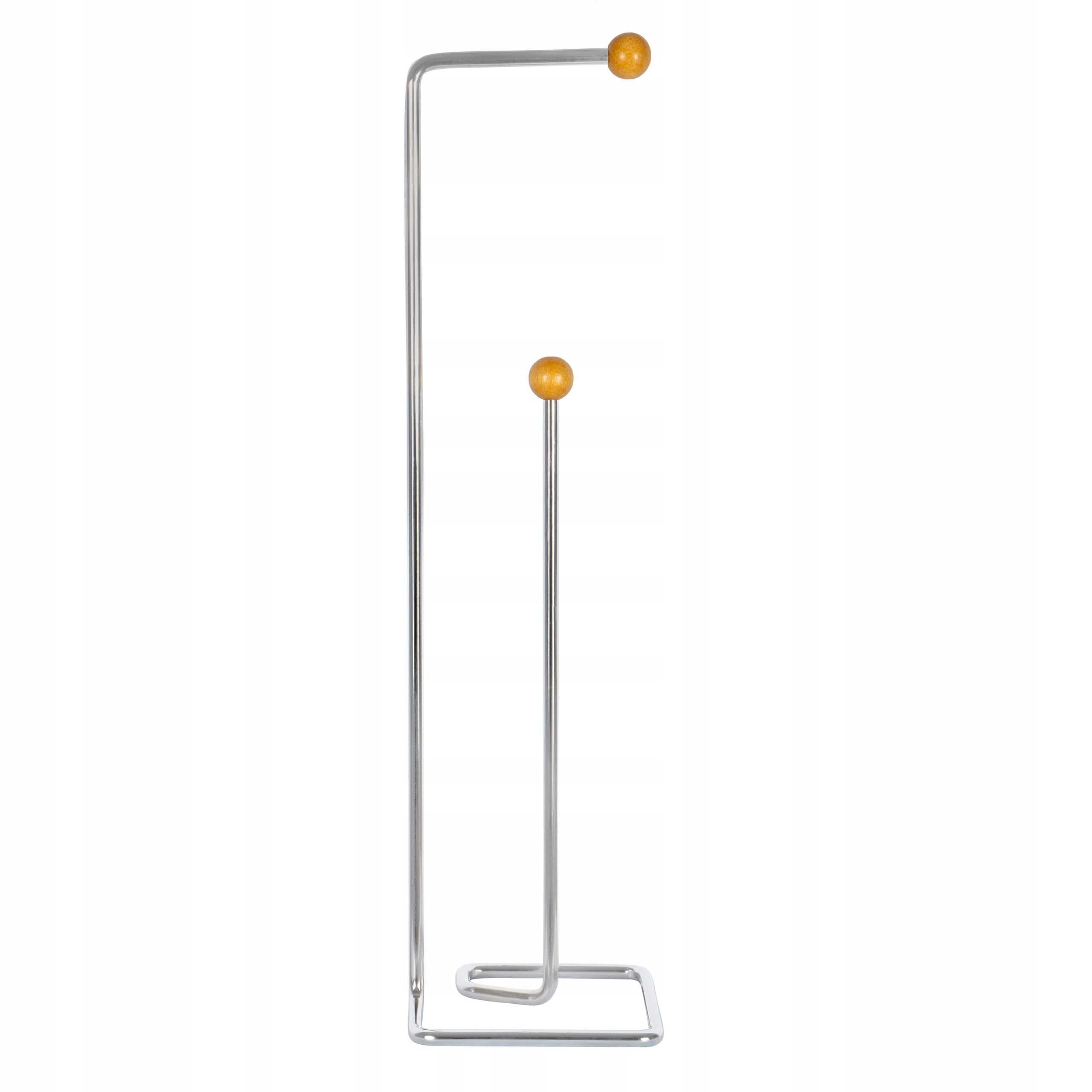 TOILET PAPER RACK FOR STOCK SILVER STEEL WOODEN ENDS
