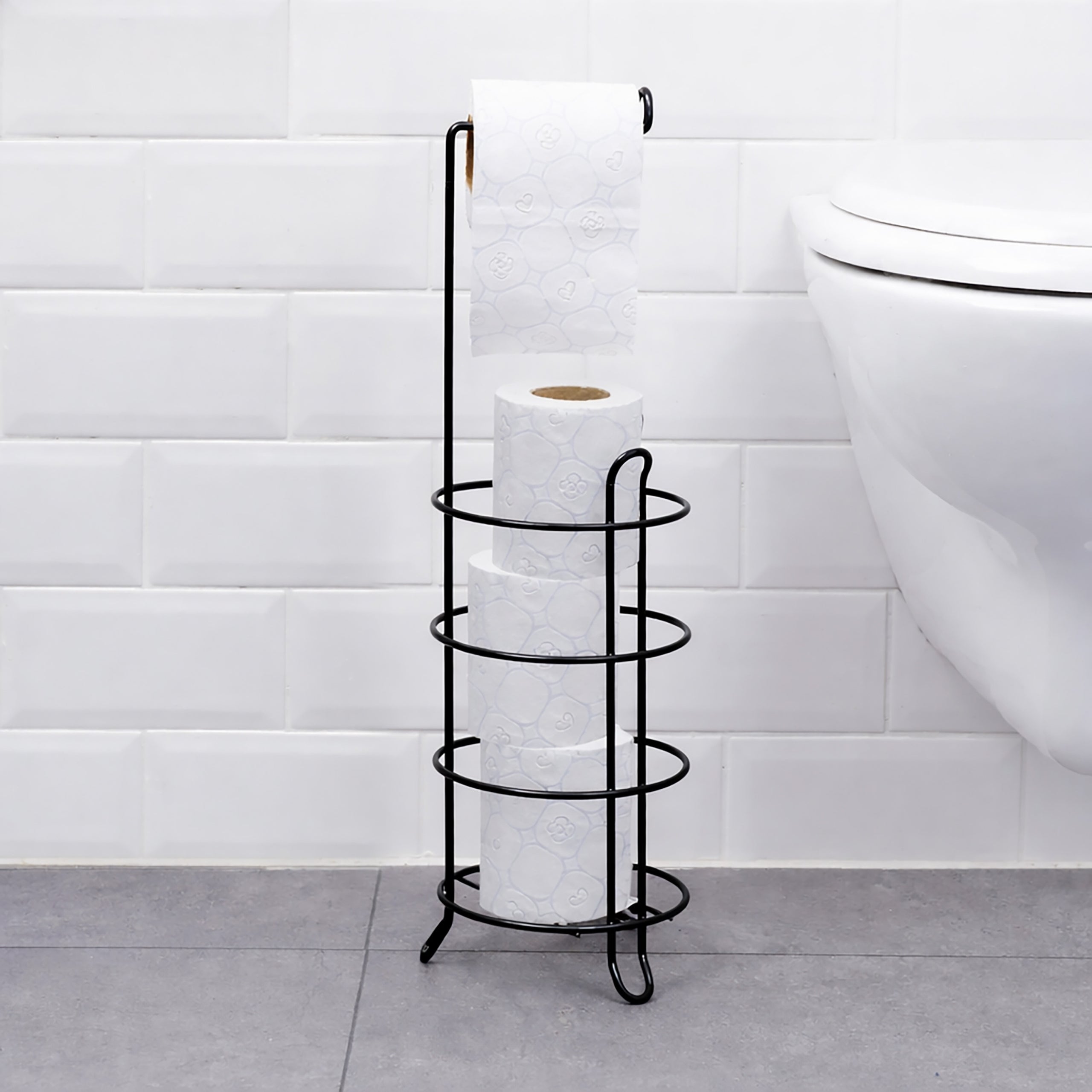 TOILET PAPER RACK WITH BATHROOM STOCK HOLDER METAL BLACK Manufacturer code 1637STOPREBLA