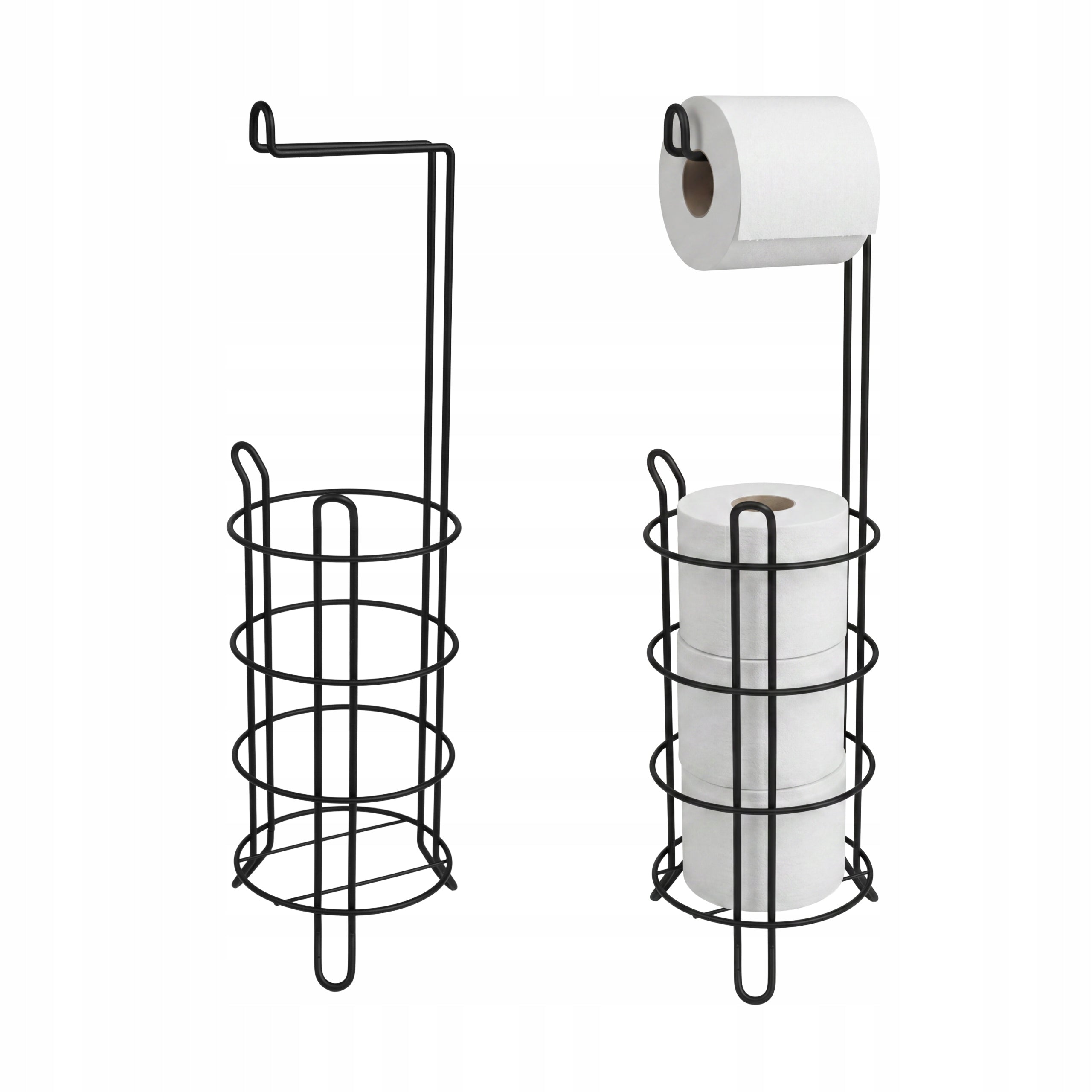 TOILET PAPER RACK WITH BATHROOM STOCK HOLDER METAL BLACK