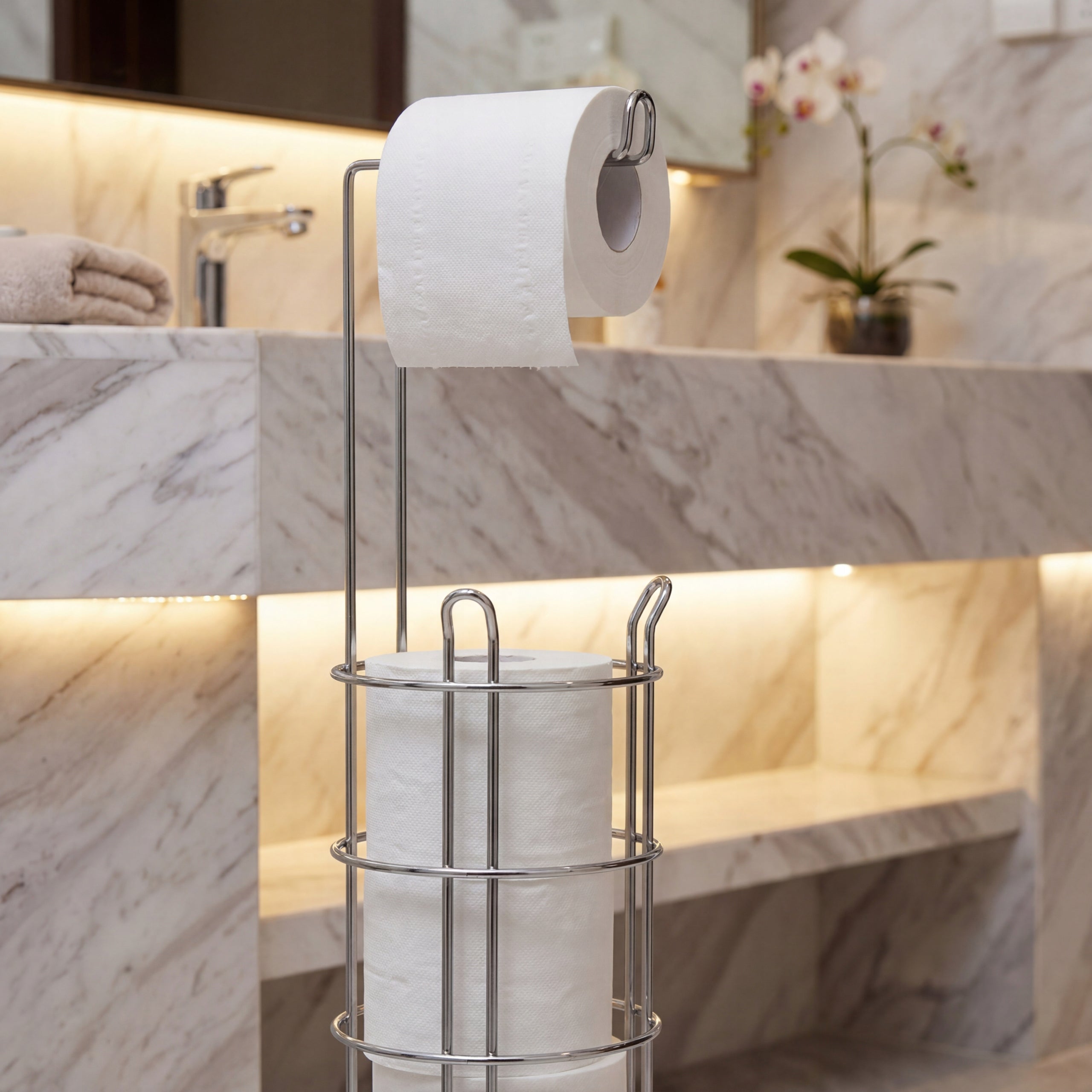 TOILET PAPER RACK WITH BATHROOM STOCK HOLDER METAL SILVER Manufacturer code 1636STOPRESIL