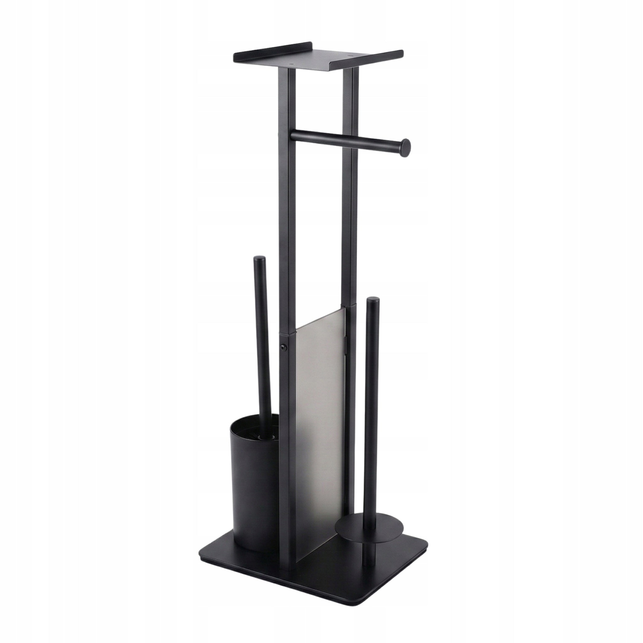 TOILET PAPER STAND AND TOILET BRUSH WITH PHONE SHELF BLACK 65 CM Manufacturer code N02002B