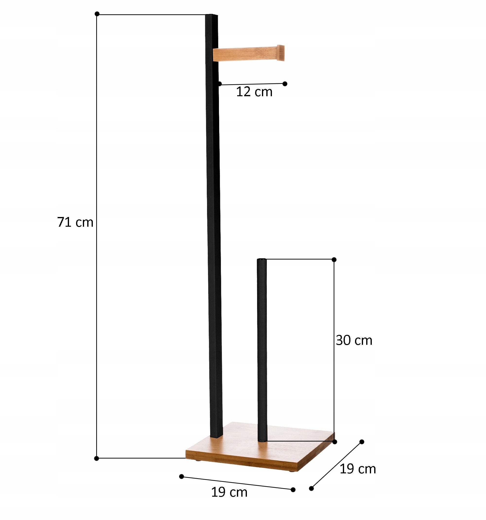 TOILET PAPER STAND FOR TOILET SET METAL BLACK / BAMBOO Manufacturer code 1124