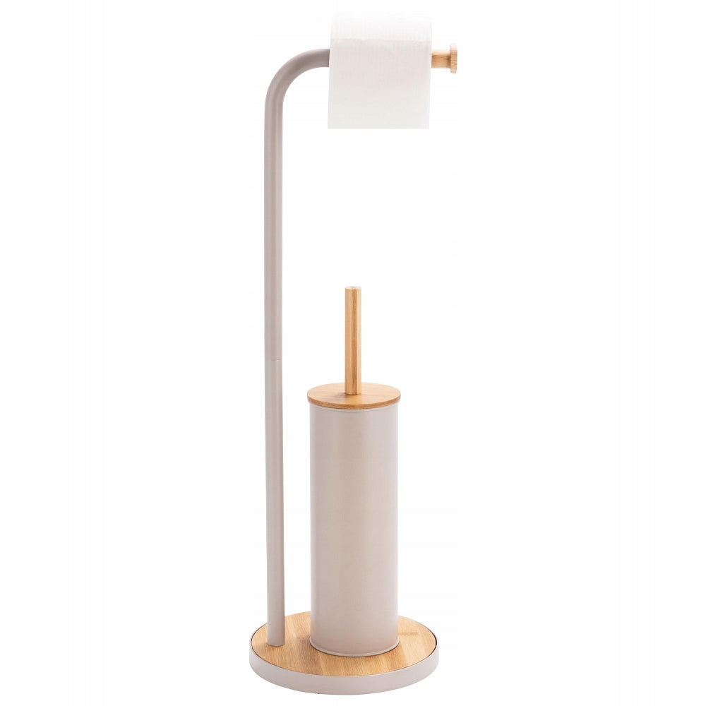 TOILET PAPER STAND WITH TOILET BRUSH BEIGE BAMBOO STEEL FASHIONABLE Manufacturer code ROD4056