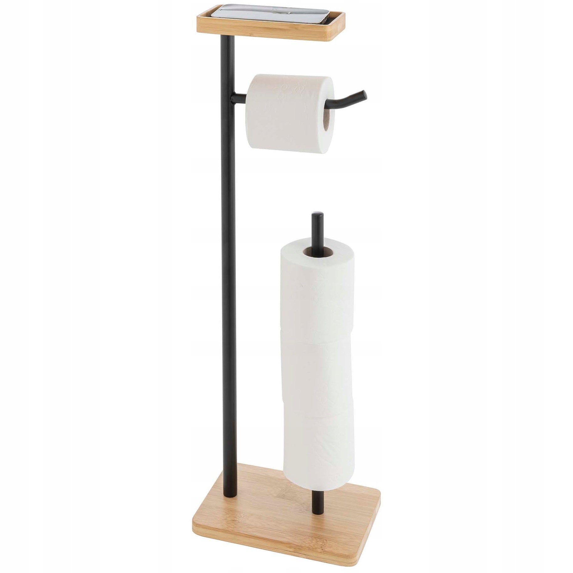 TOILET RACK WITH HANDLE TOILET PAPER SHELF PHONE BAMBOO TOWEL