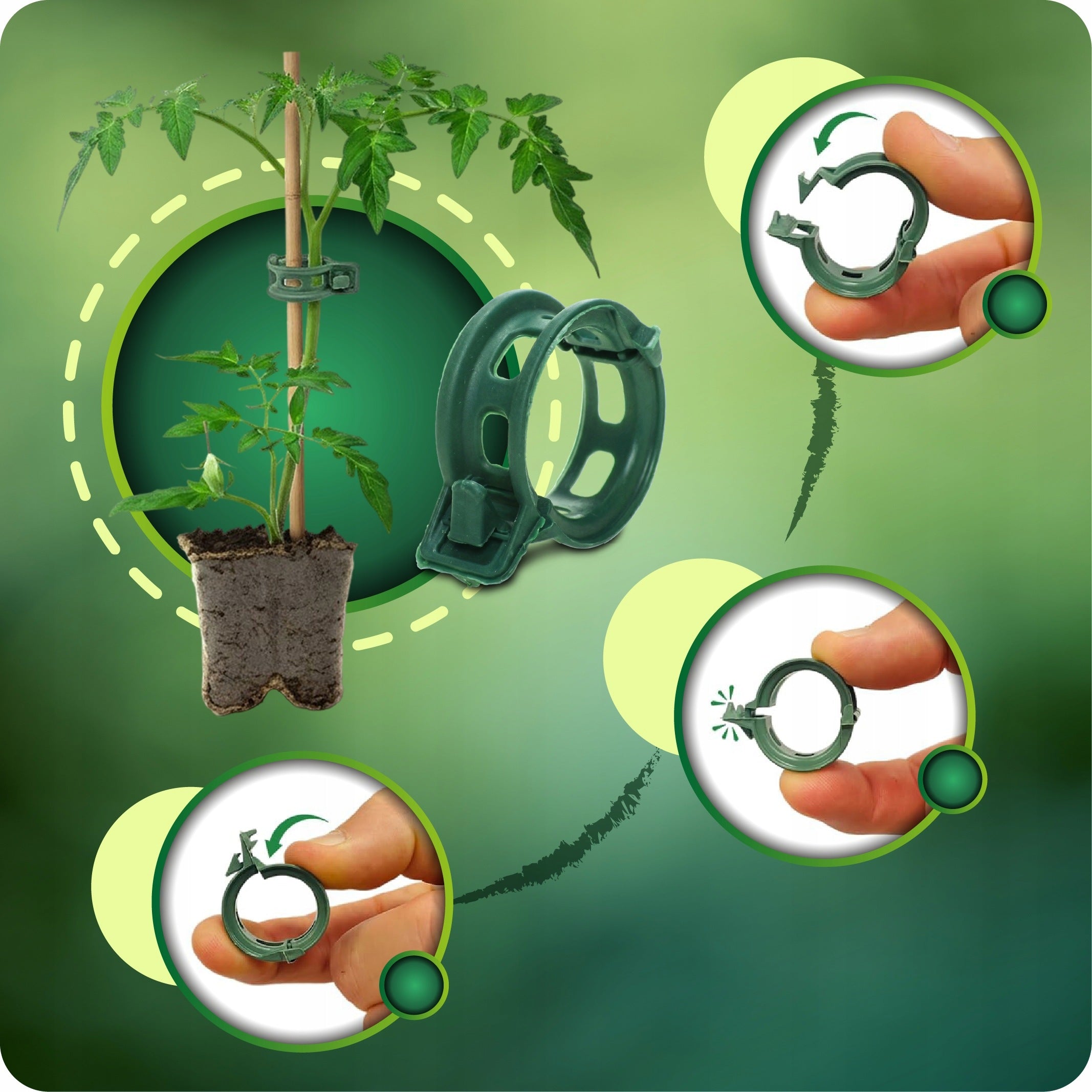 TOMATO CLIPS 100 PIECES CLASPS HANDLE BEAN STEM CLIP SHOOTS Manufacturer code Do mocowania roślin spinania kwiatów ogórków